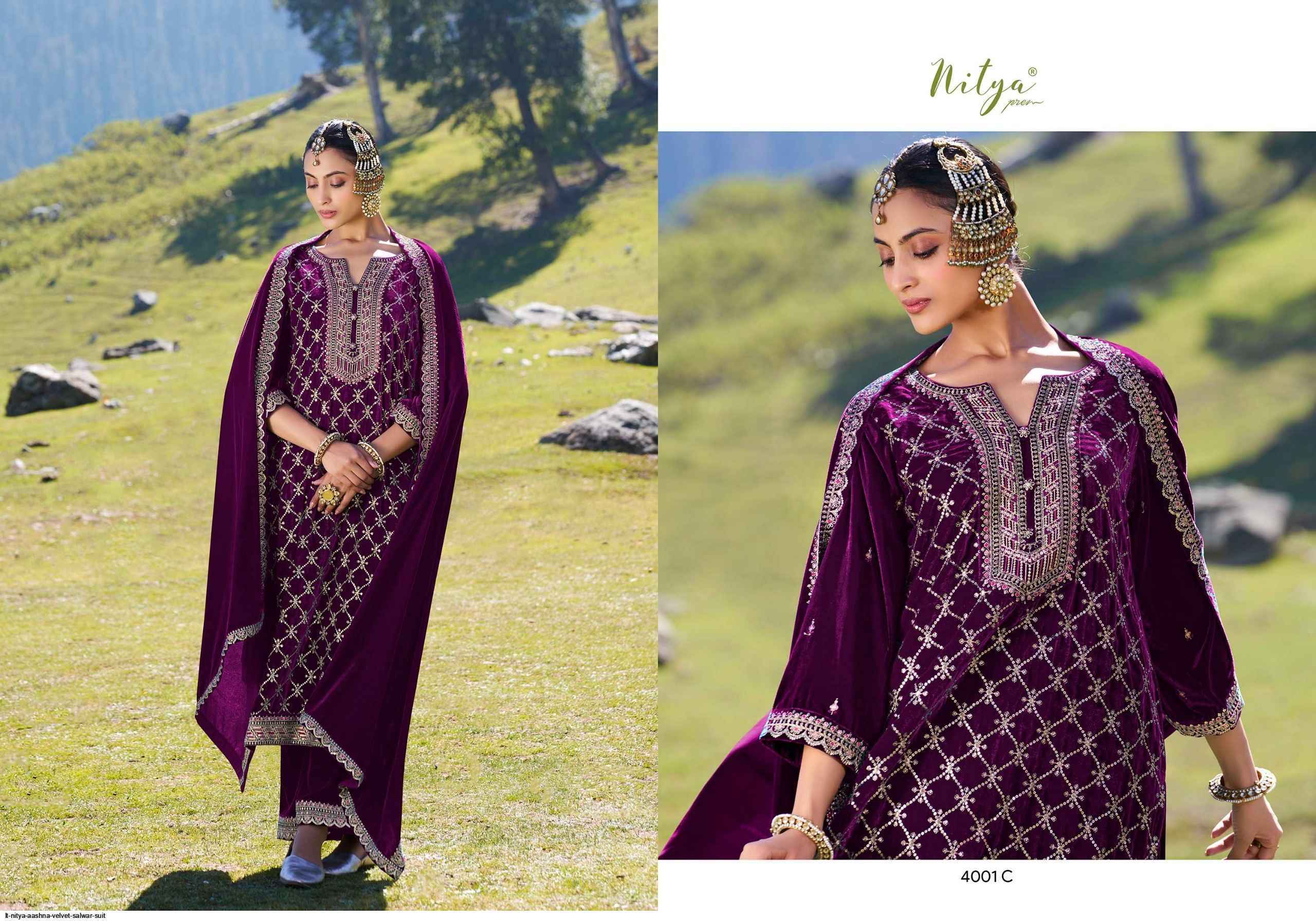 LT Nitya Aashna Velvet Dress Material (4 pcs Catalogue)