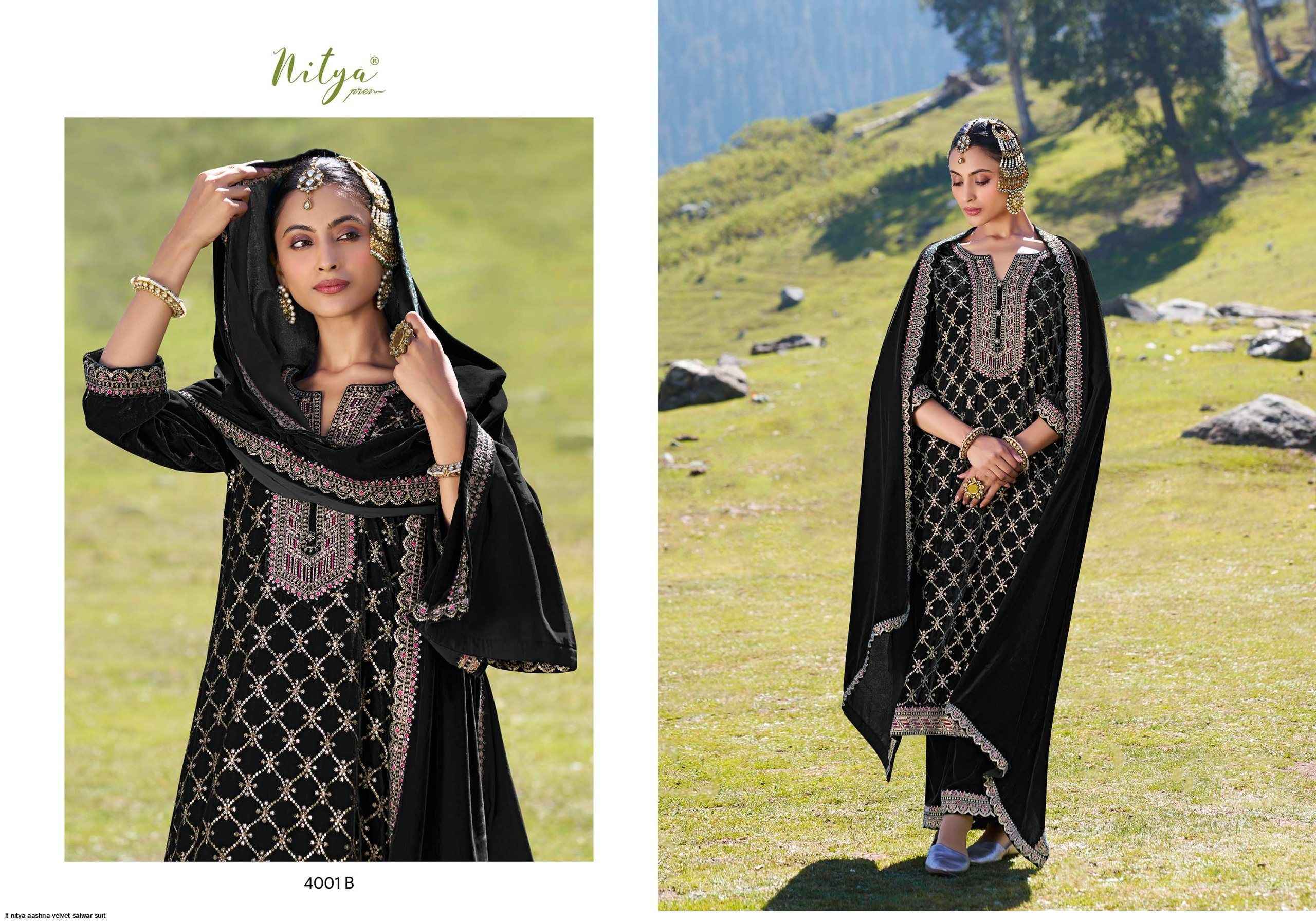 LT Nitya Aashna Velvet Dress Material (4 pcs Catalogue)
