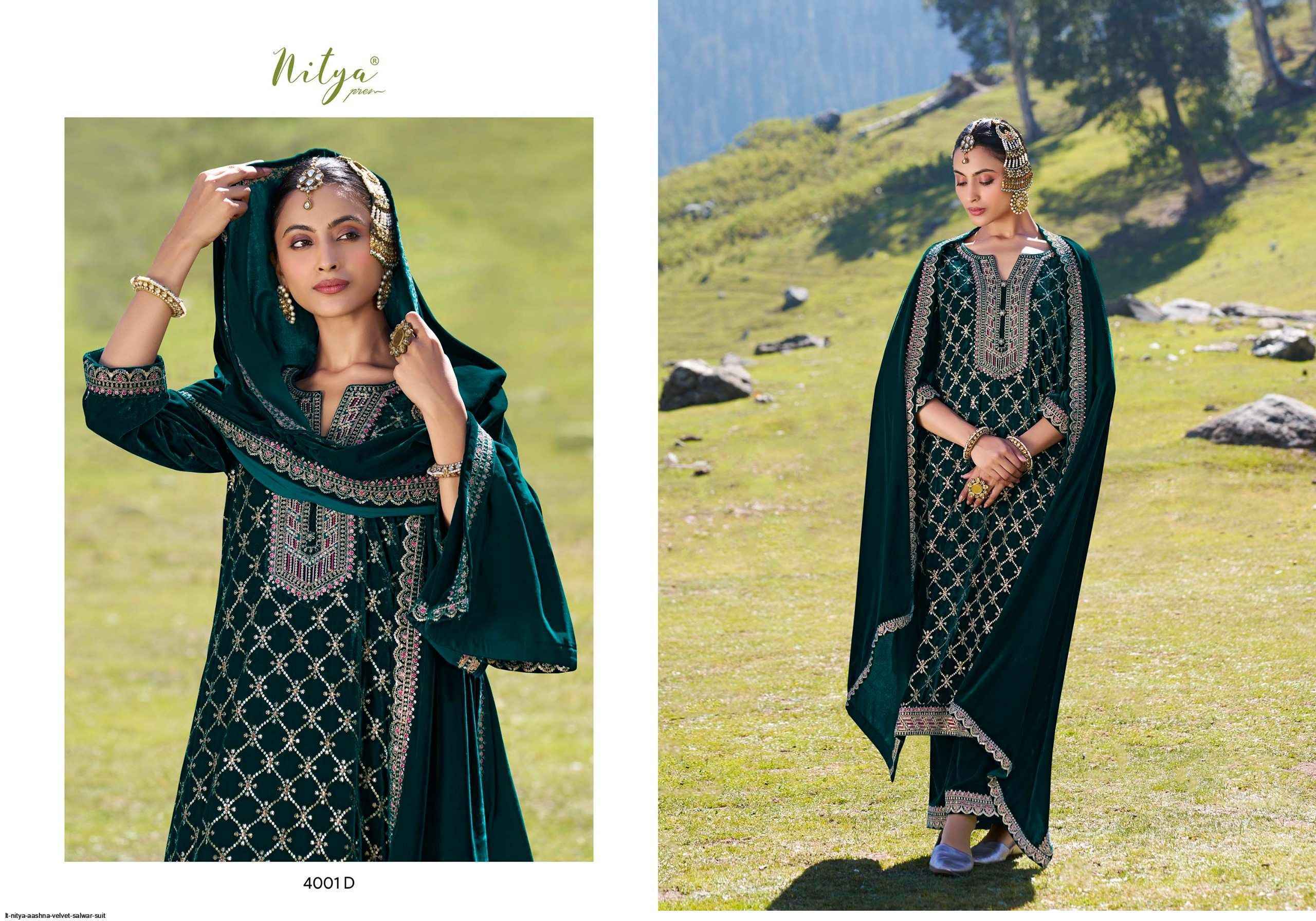 LT Nitya Aashna Velvet Dress Material (4 pcs Catalogue)
