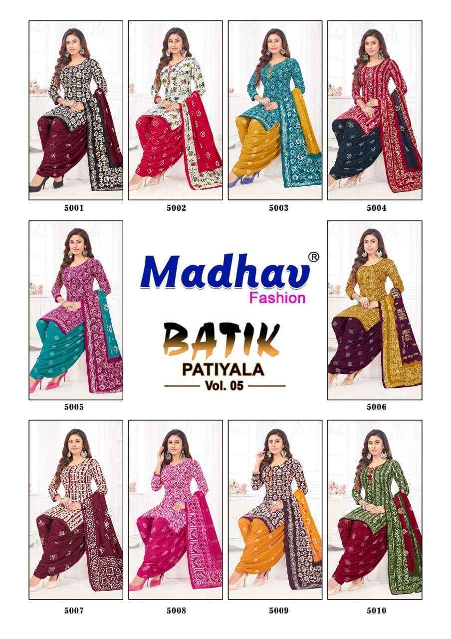 Madhav Fashion Batik Patiyala Vol-5 Cotton Dress Material (10 pcs Catalogue)