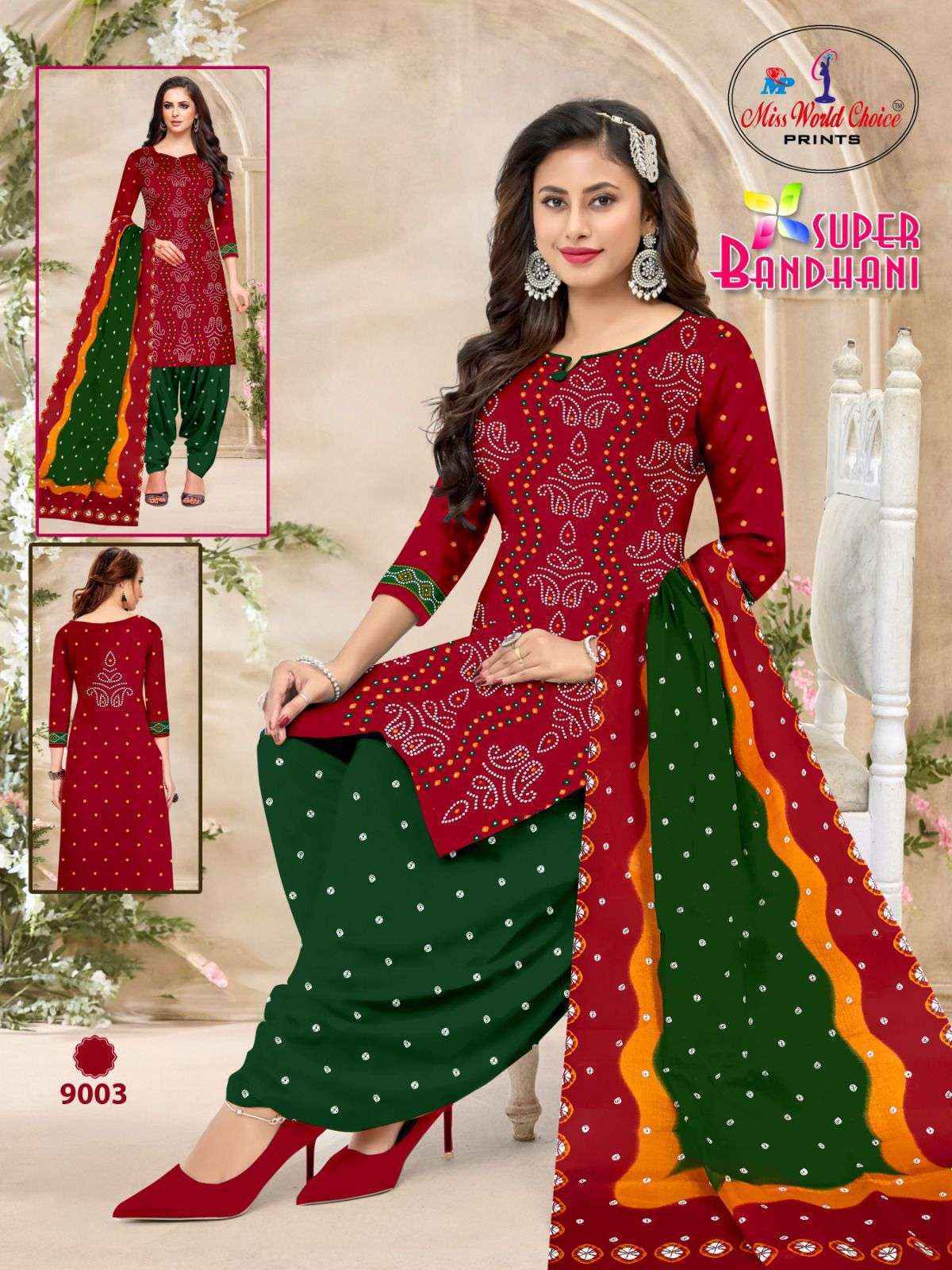 Miss World Choice Supper Bandhani Vol-9 Cotton Dress Material (10 pcs Catalogue)
