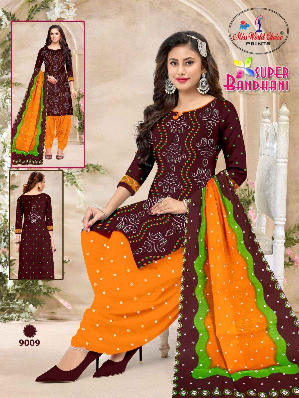 Miss World Choice Supper Bandhani Vol-9 Cotton Dress Material (10 pcs Catalogue)