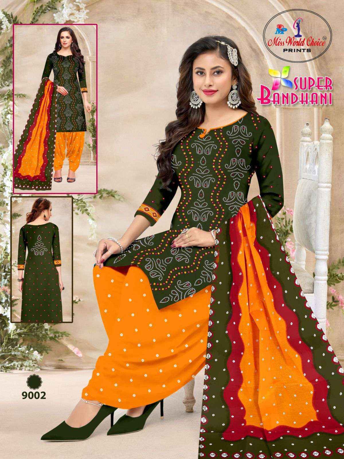 Miss World Choice Supper Bandhani Vol-9 Cotton Dress Material (10 pcs Catalogue)