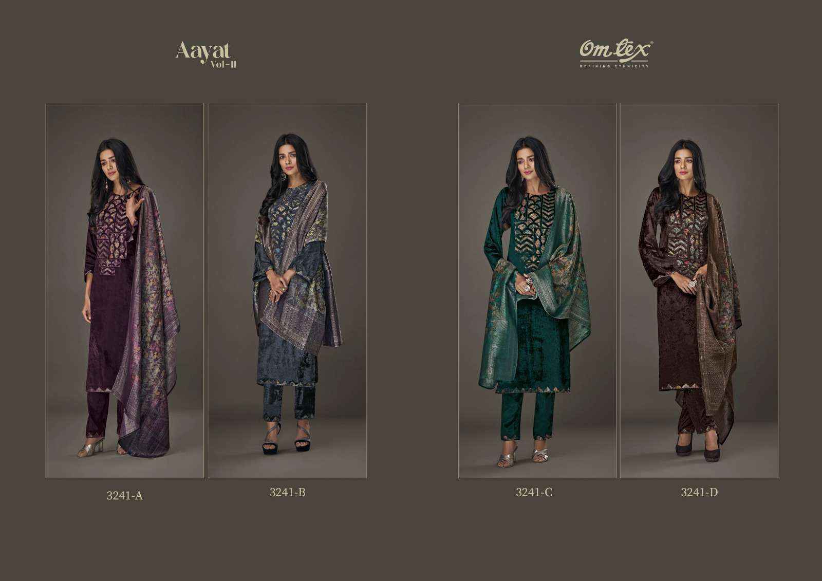 Omtex Aayat Vol-11 Viscouse Velvet Dress Material (4 pcs Catalogue)