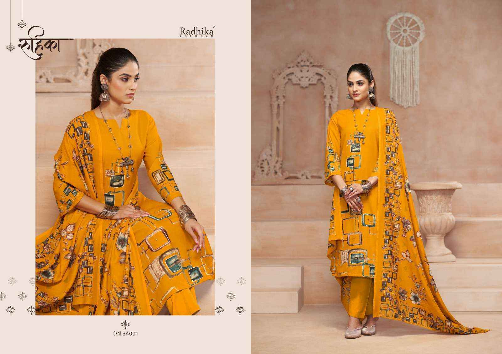 Radhika Fashion Azara Tarashah Viscouse Dress Material (4 pcs Catalogue)