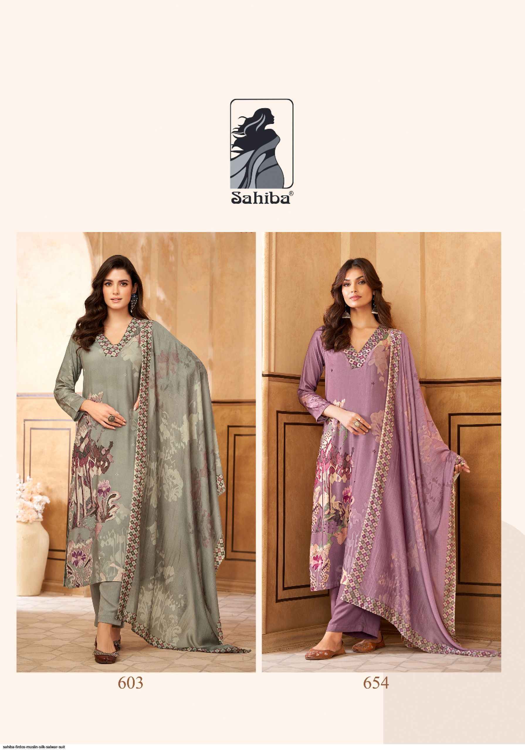 Sahiba Firdos Musline Silk Dress (4 pcs Catalogue)