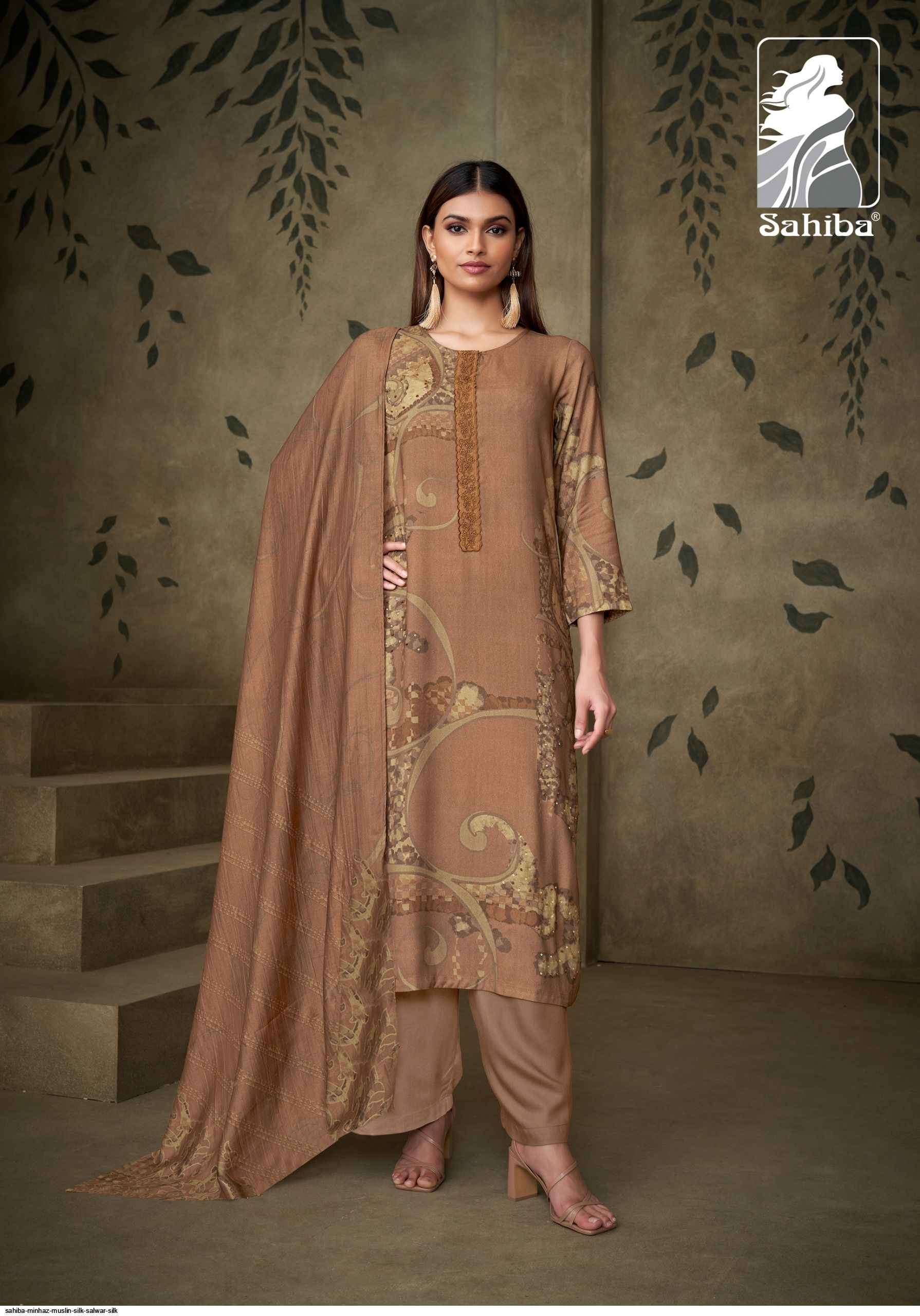 Sahiba Minhaz Musline Silk Dress Material (4 pcs Catalogue)
