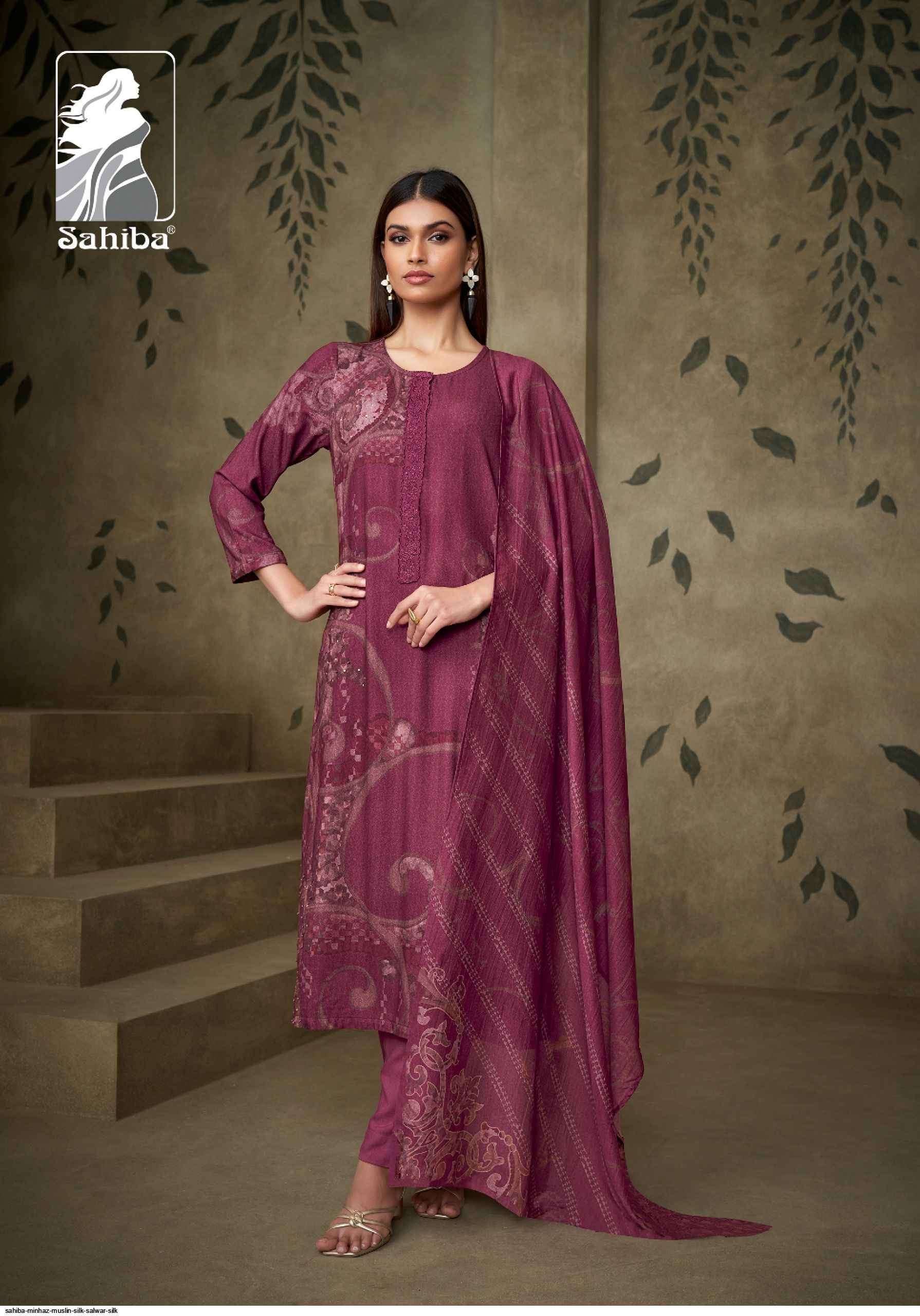 Sahiba Minhaz Musline Silk Dress Material (4 pcs Catalogue)