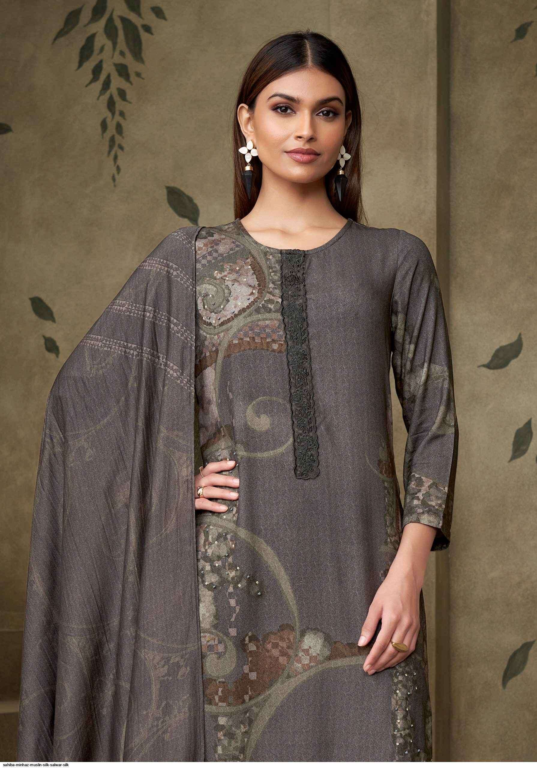 Sahiba Minhaz Musline Silk Dress Material (4 pcs Catalogue)