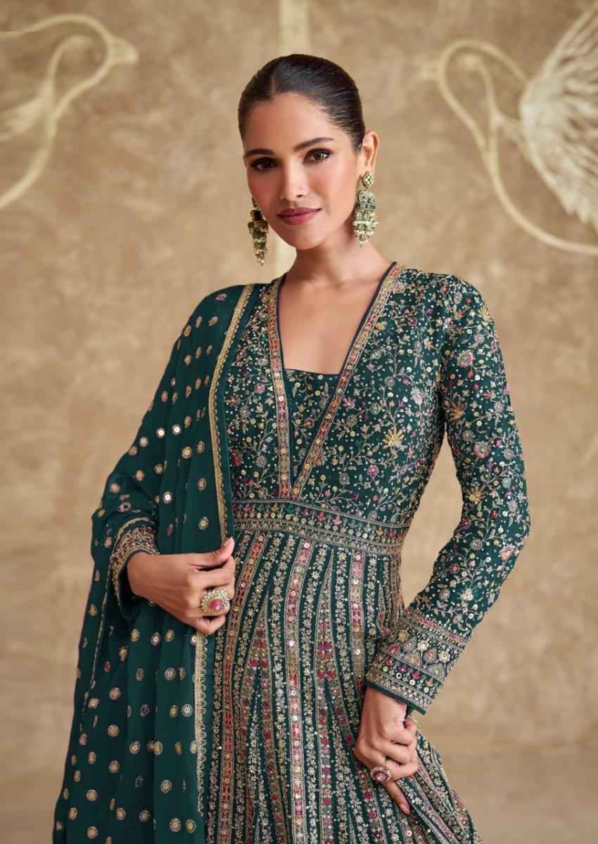Sayuri Designer Royal Gold Readymade Georgette Dress 3 pcs Catalogue