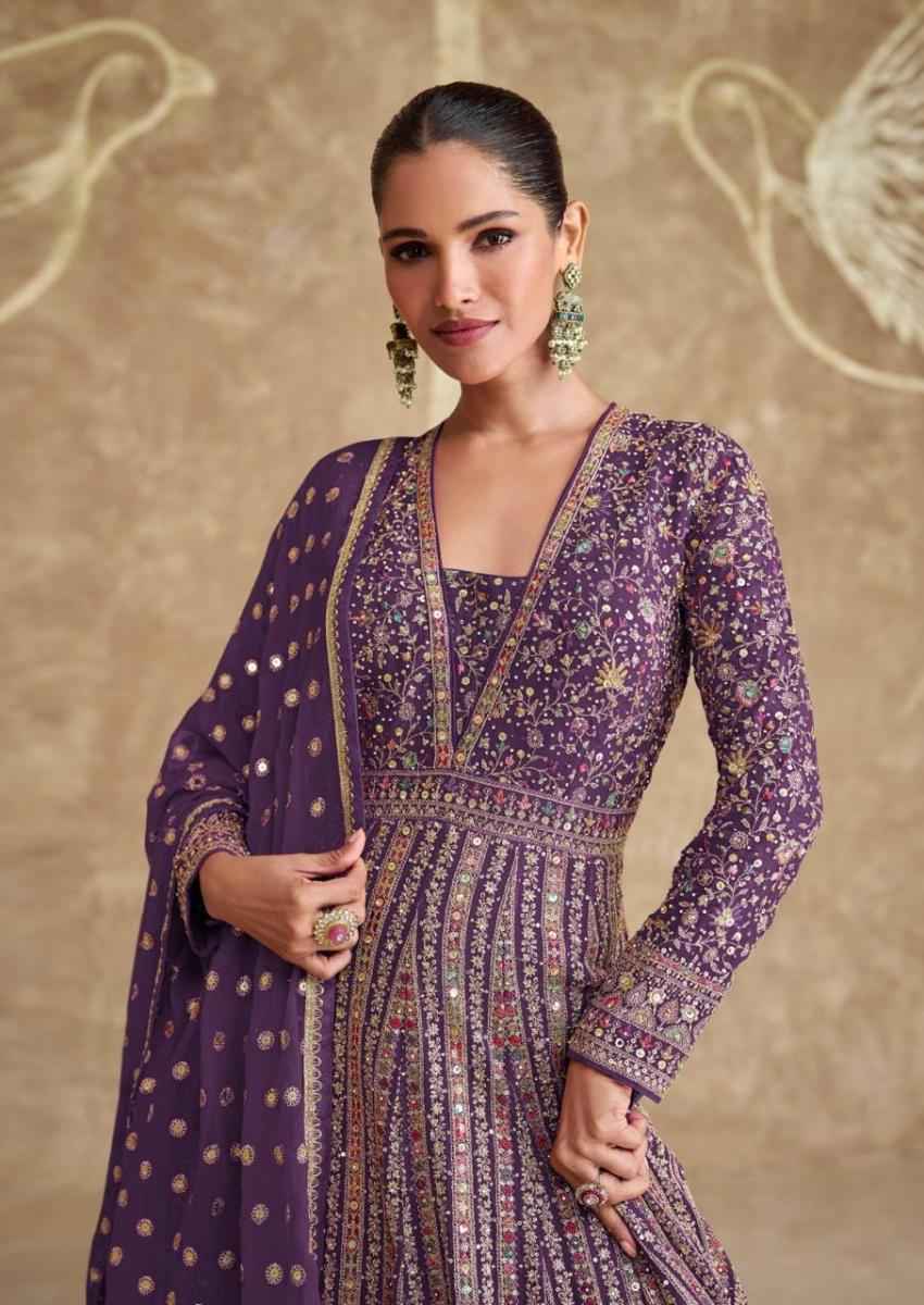 Sayuri Designer Royal Gold Readymade Georgette Dress 3 pcs Catalogue