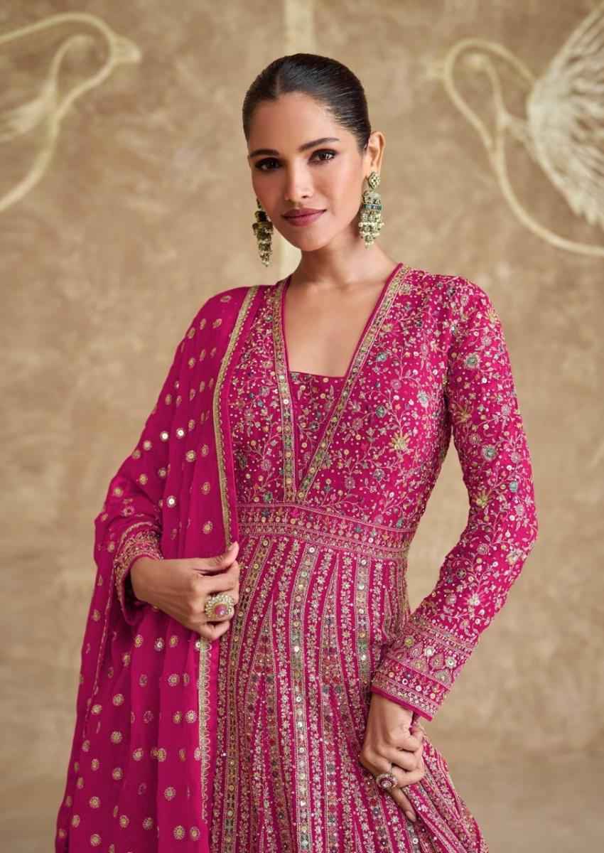 Sayuri Designer Royal Gold Readymade Georgette Dress 3 pcs Catalogue