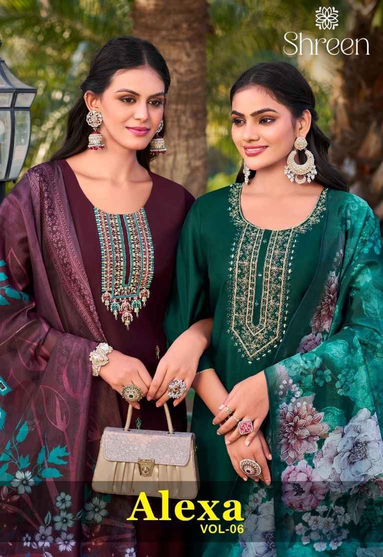 Shreen Alexa Vol-6 Readymade Roman Silk Dress (5 pcs Catalogue)
