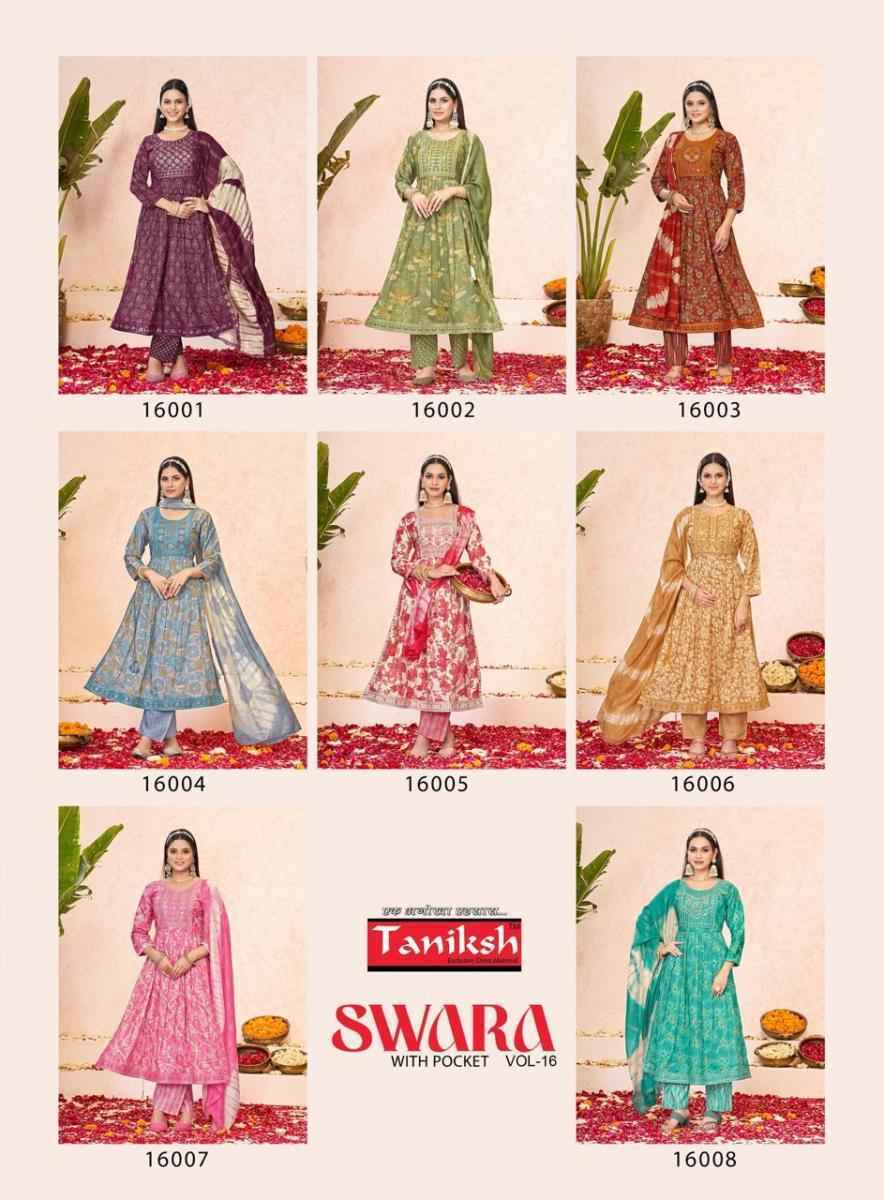 Taniksh Swara Vol-16 Reyon Readmade Suit (8 pcs Catalogue)