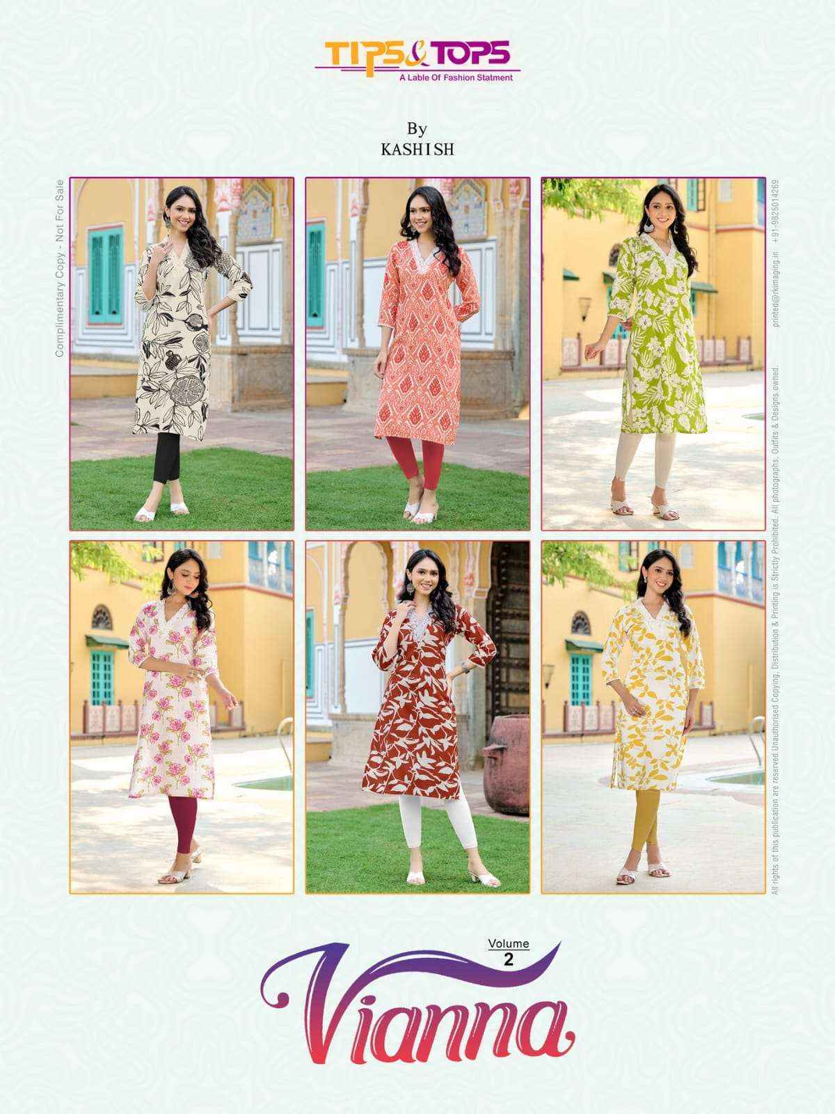 Tips & Tops Viana Vol-2 Rayon Kurti (6 pcs Catalogue)