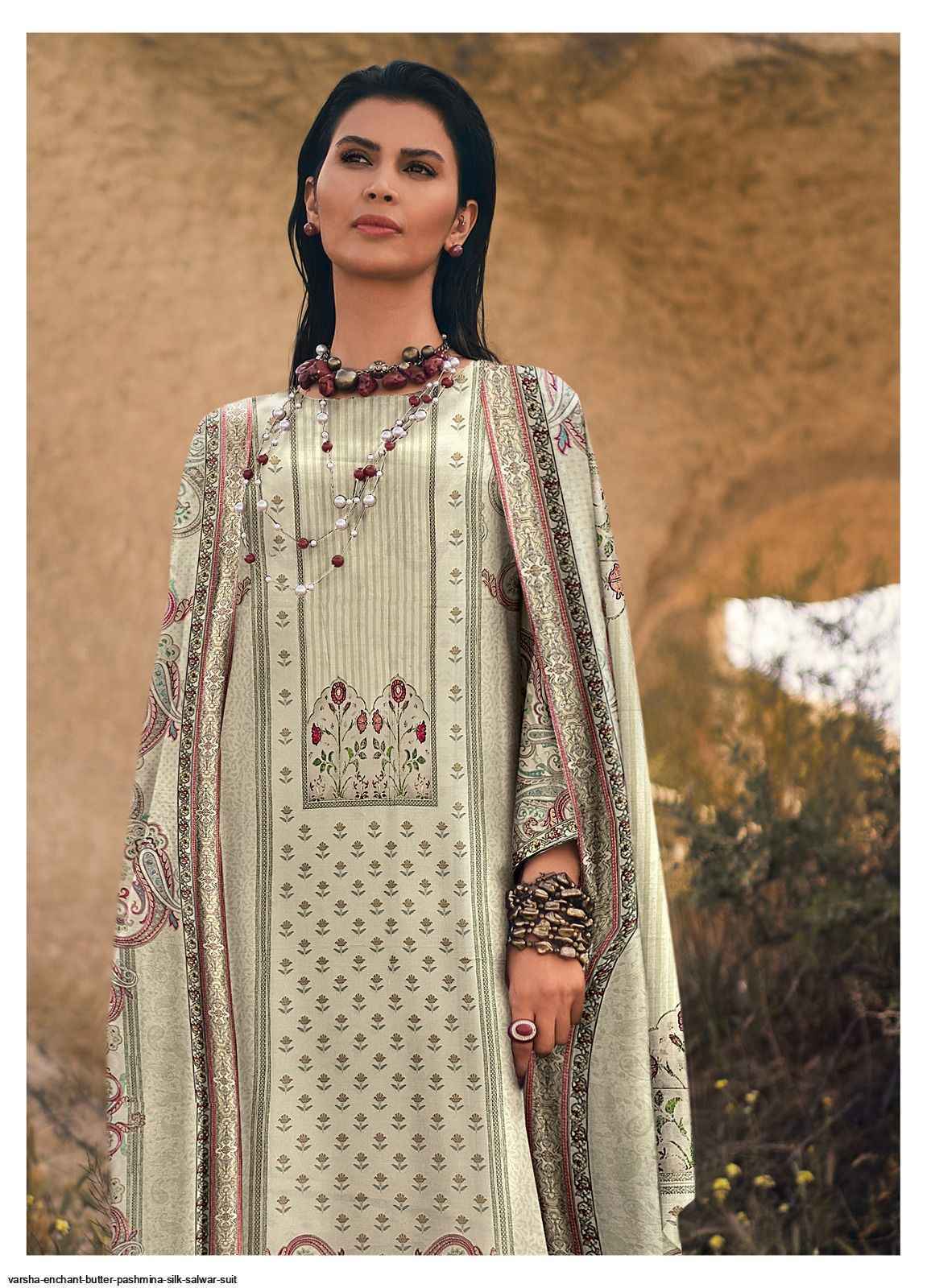 Varsha Enchant Butter Pashmina Silk Dress Material (4 pcs Catalogue)