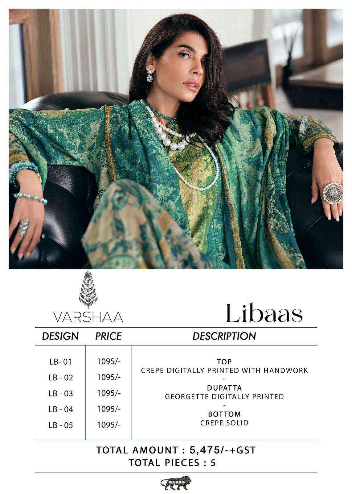 Varsha Libaas Crape Dress Material (5 pcs Catalogue)