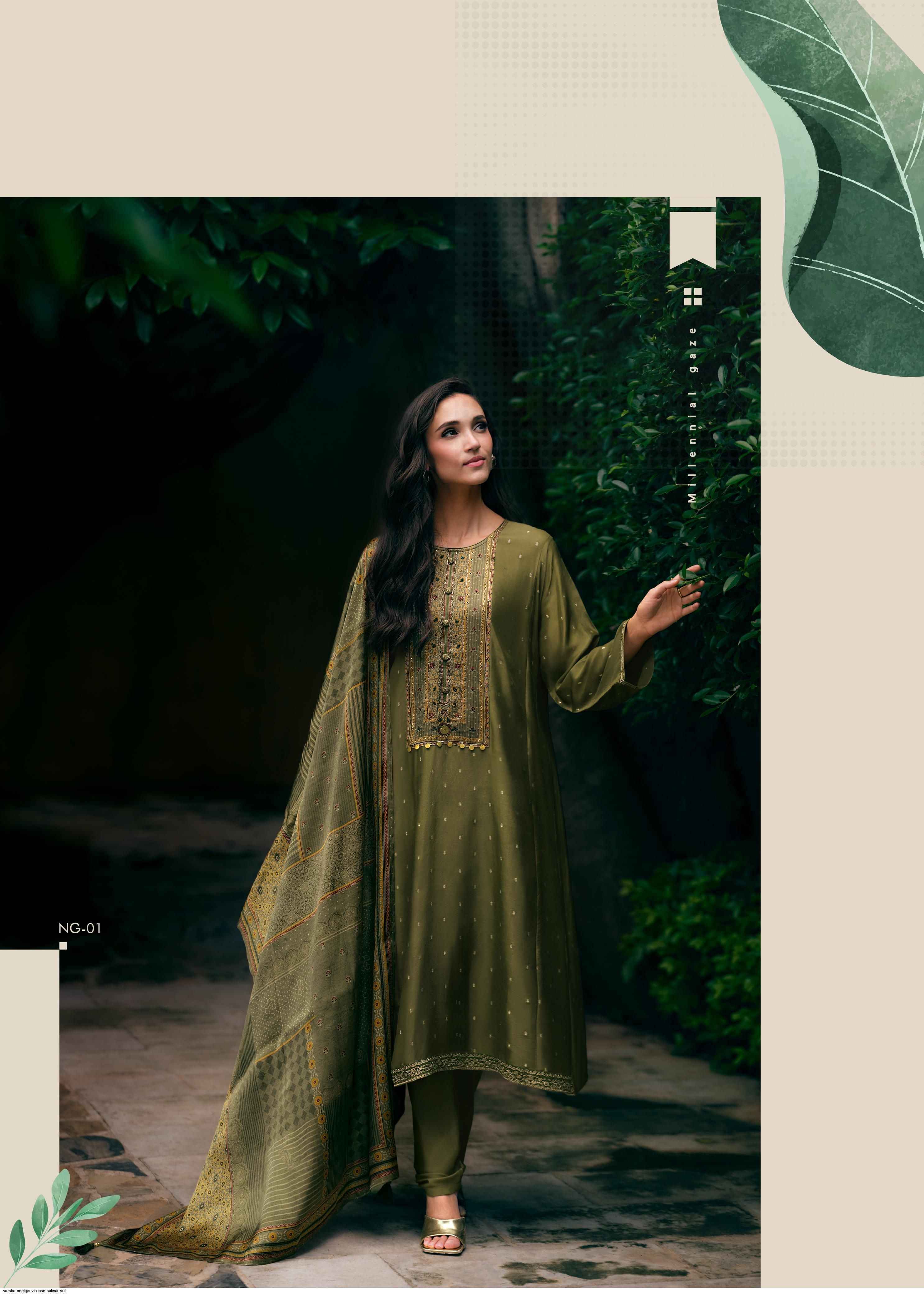 Varsha Neelgiri Viscouse Dress Material (6 pcs Catalogue)