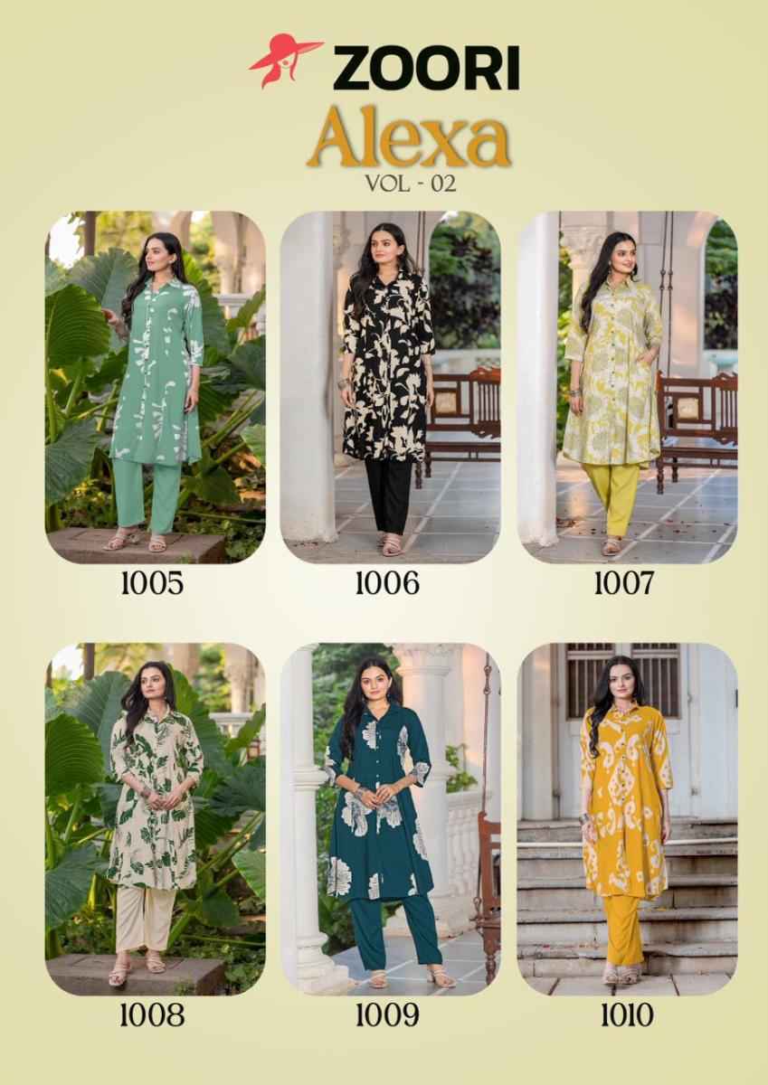 Zoori Alexa Vol-2 Rayon Co Ord Set (6 pcs Catalogue)