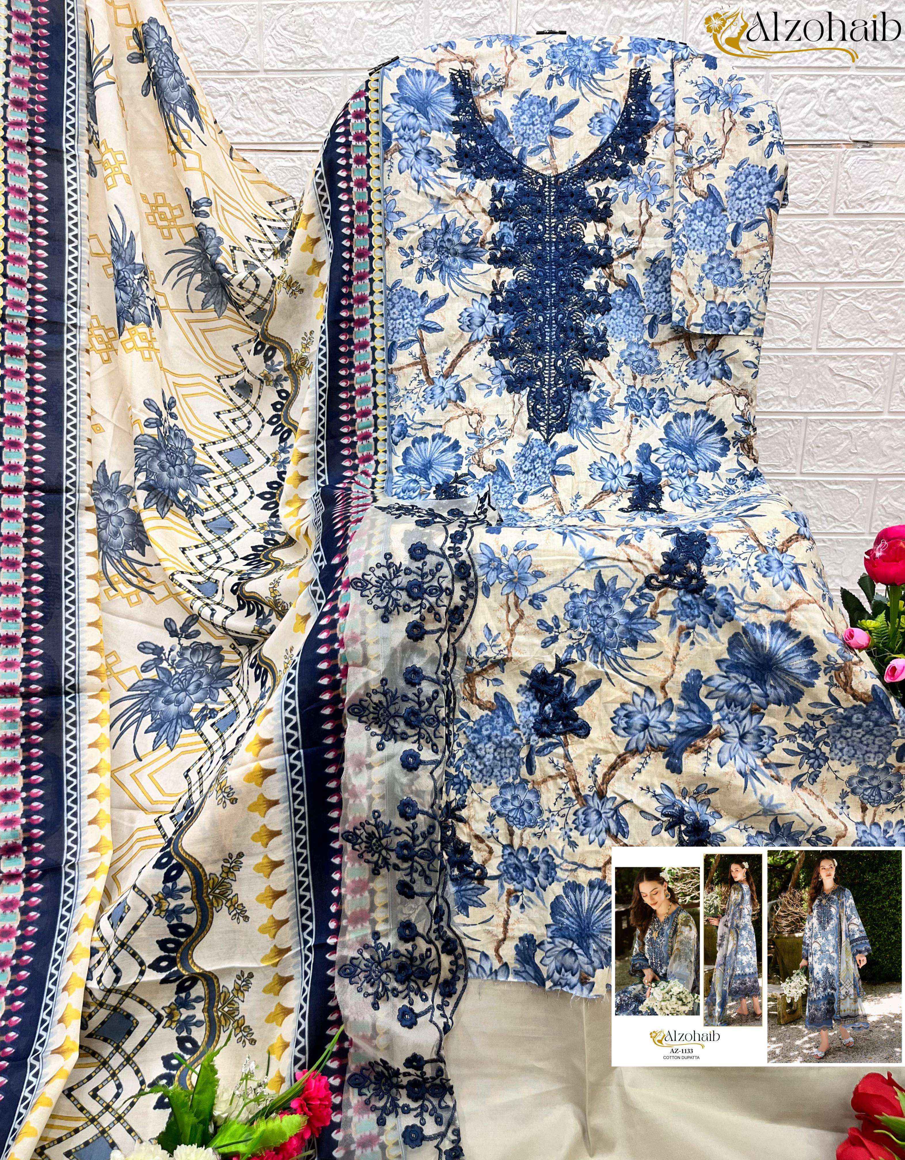 Al Zohaib Az-1133 Cotton Dress Material (4 pcs Catalogue)