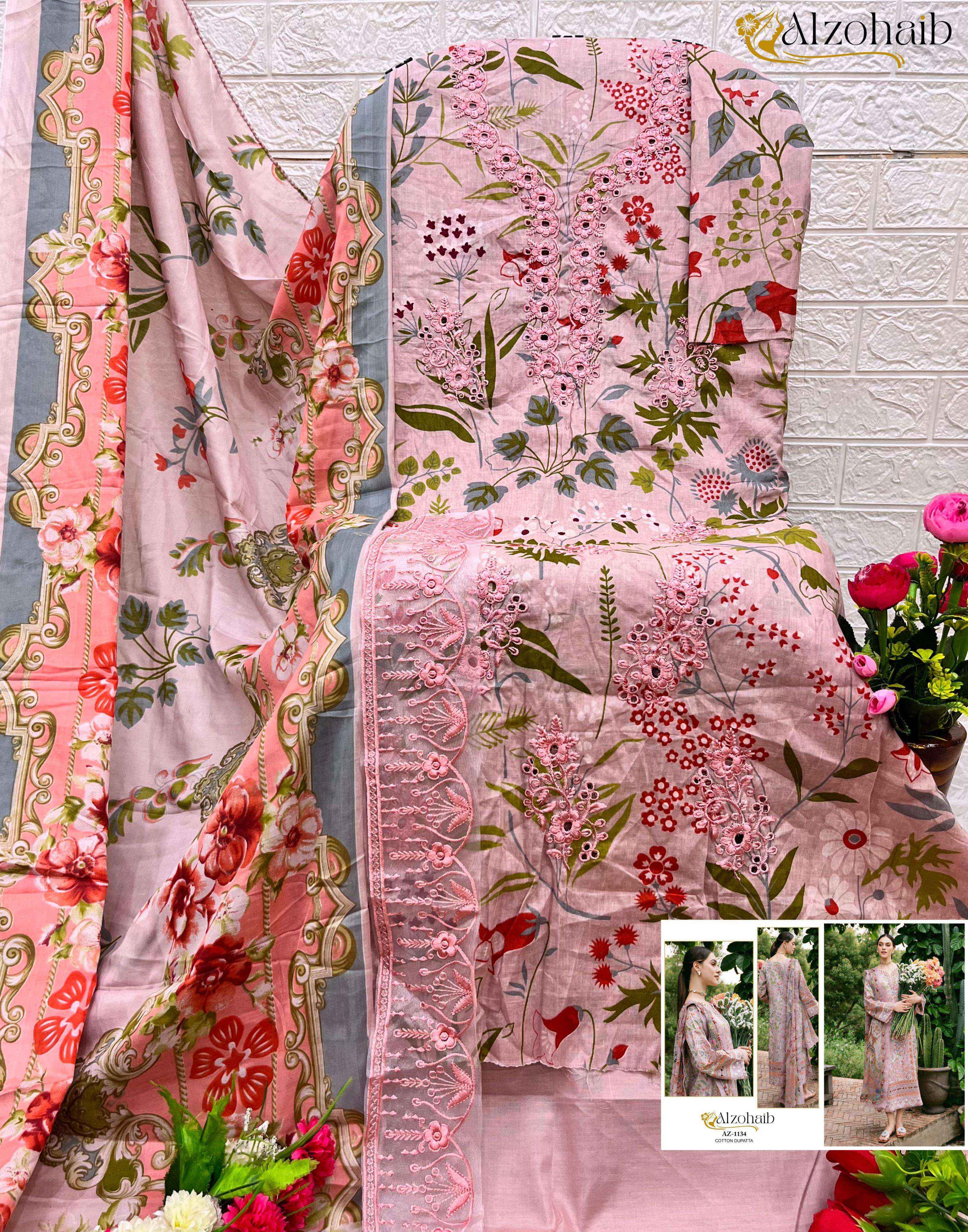 Al Zohaib Az-1133 Cotton Dress Material (4 pcs Catalogue)