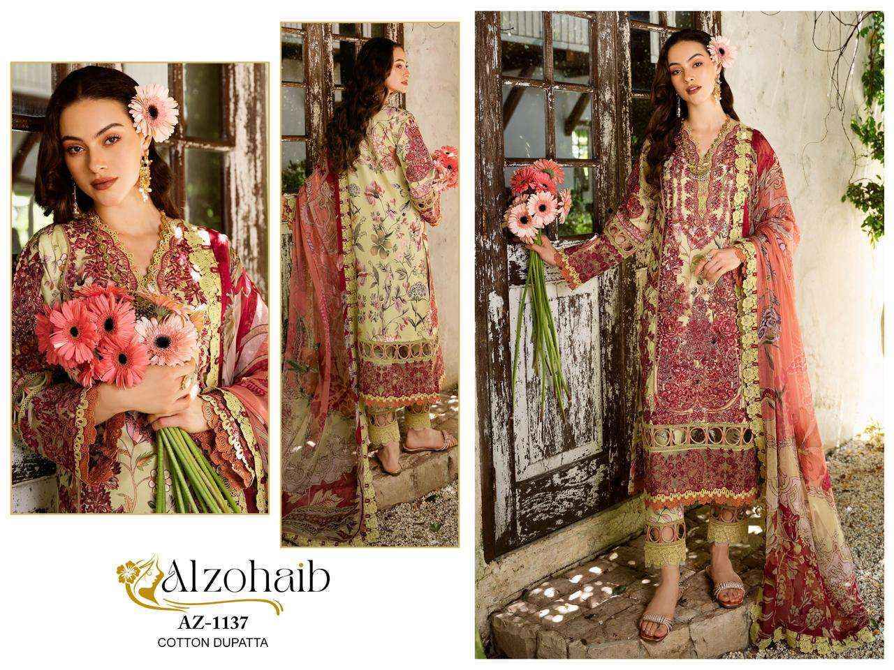 Al Zohaib Az-1133 Cotton Dress Material (4 pcs Catalogue)