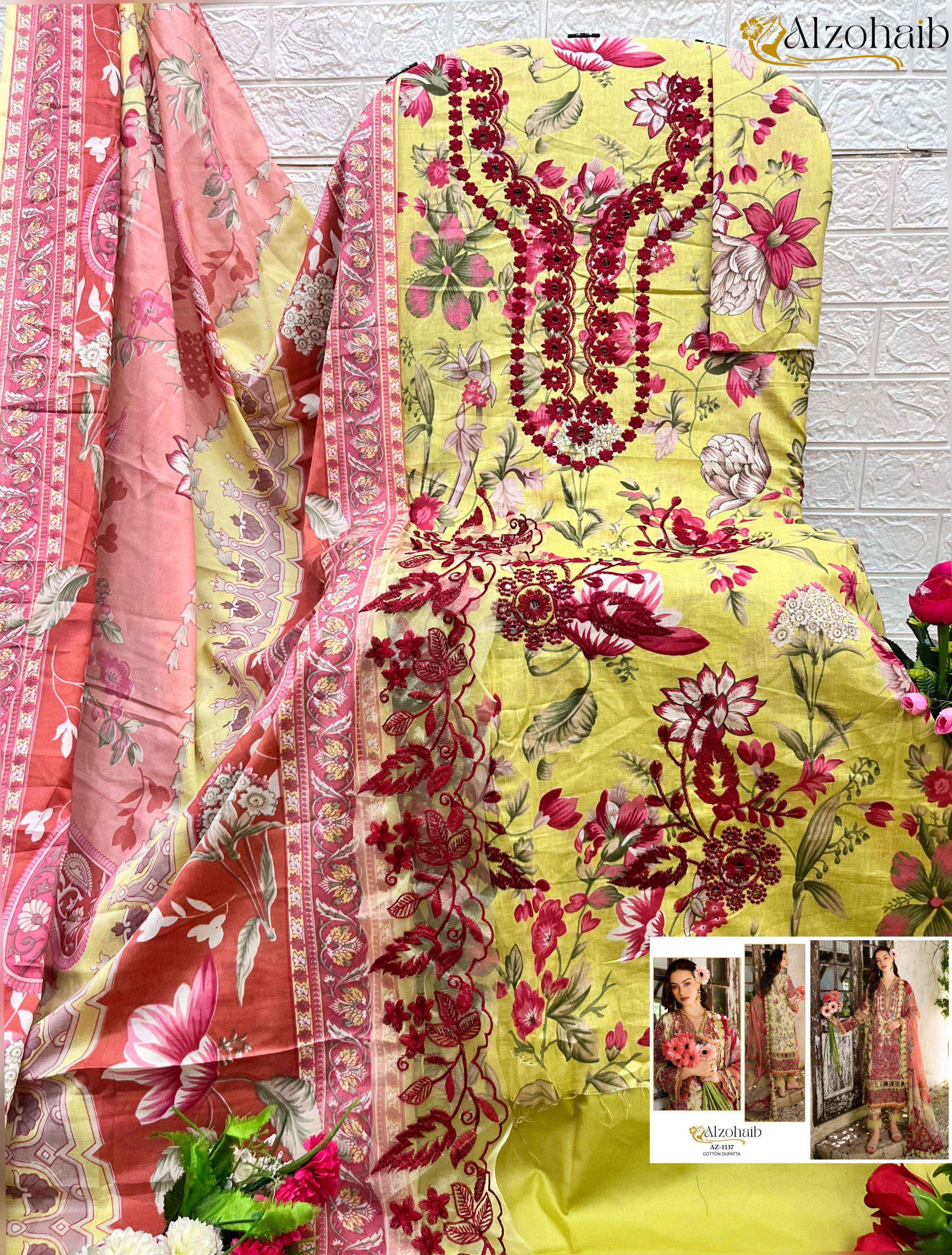 Al Zohaib Az-1133 Cotton Dress Material (4 pcs Catalogue)
