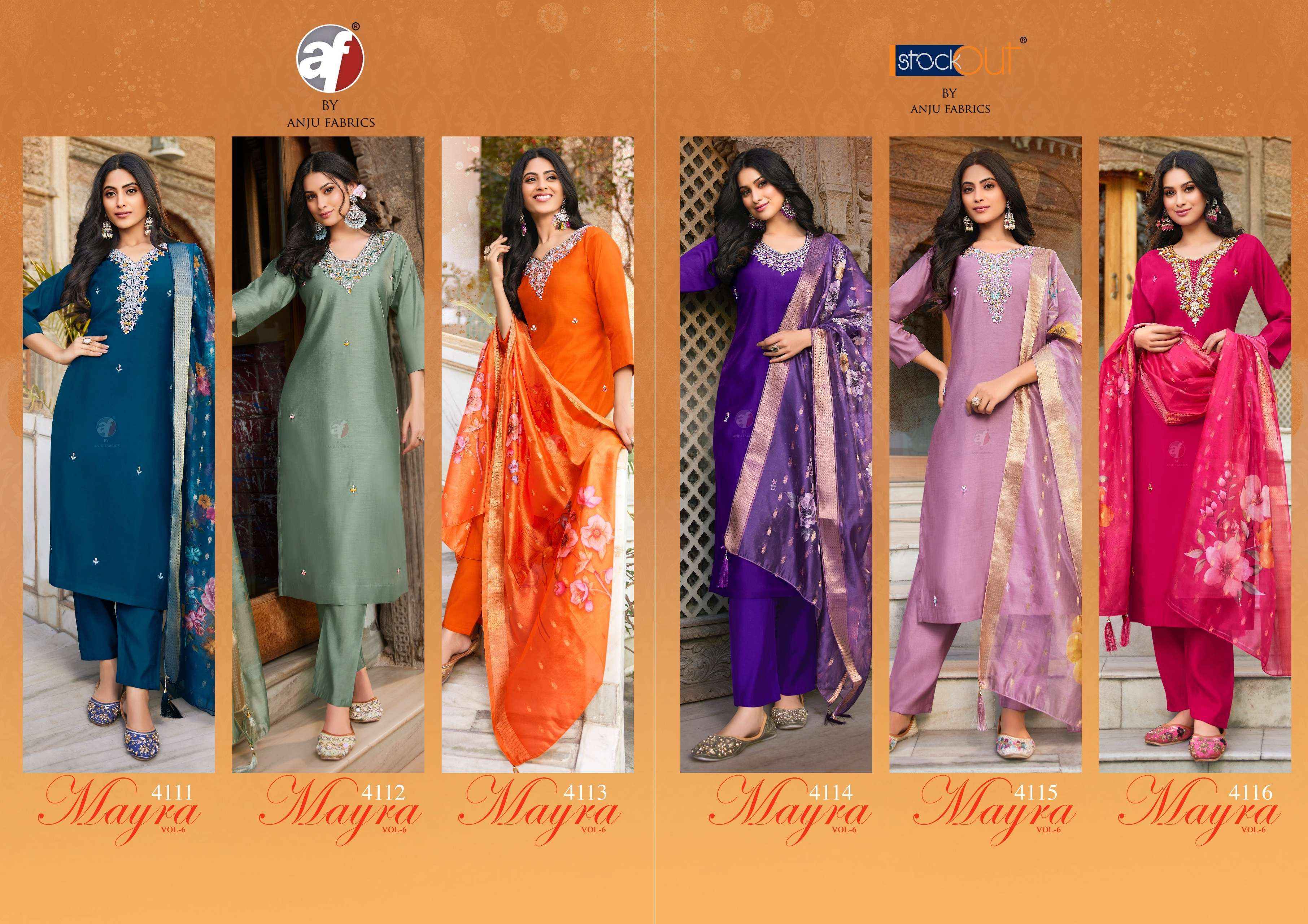Anju Fabrics Mayra Vol-6  Silk Readymade Dress (6 pcs Catalogue)