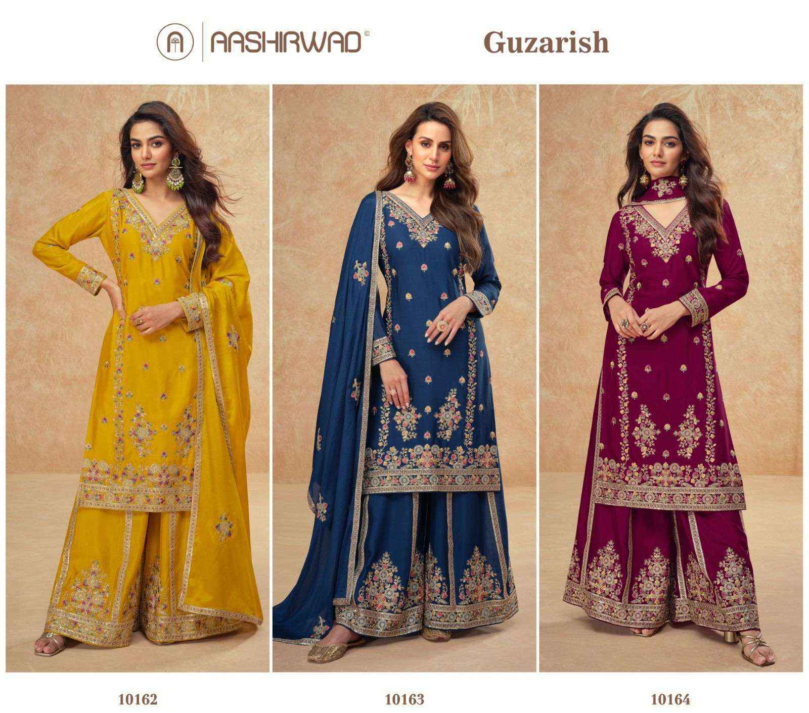 Ashirwad Guzarish Readymade Chinon Silk Dress (3 pcs Catalogue)