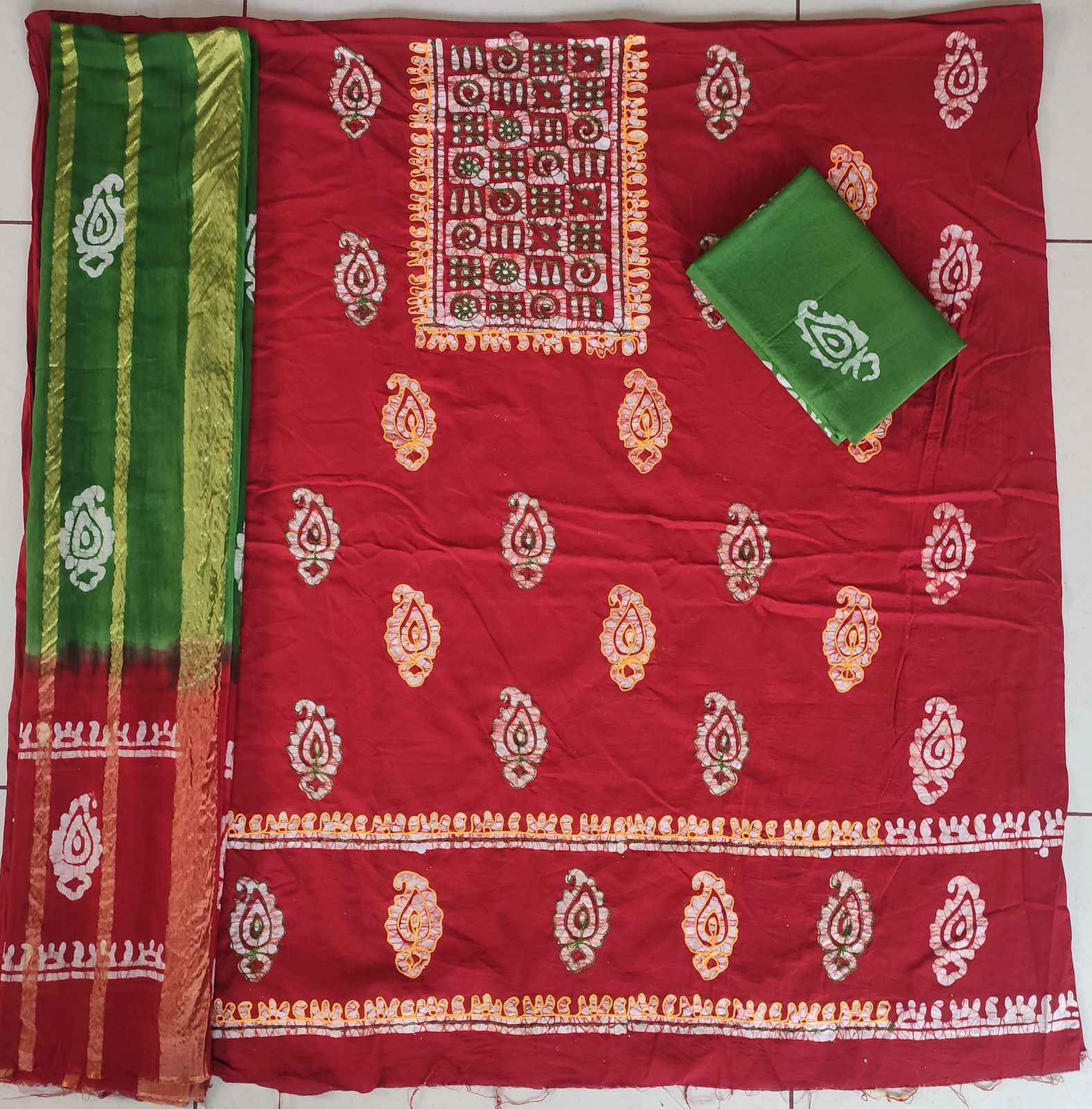 Cotton Neck Wax Batik With  Work Non Catalog Dress Material (10 pcs Catalogue)