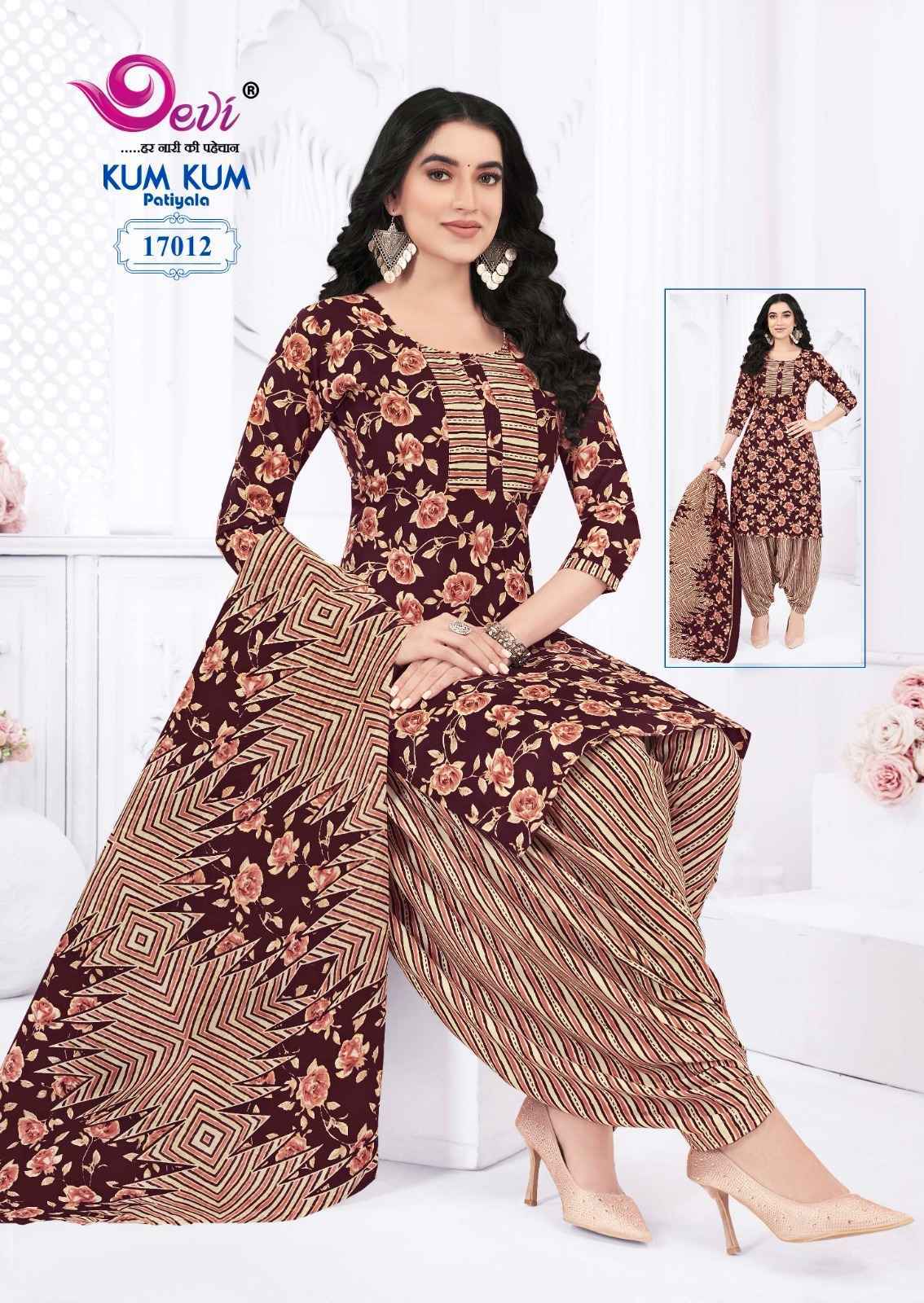 Devi Kum Kum Patiyala Vol-17 Readymade Indo Cotton Dress (12 pcs Catalogue)