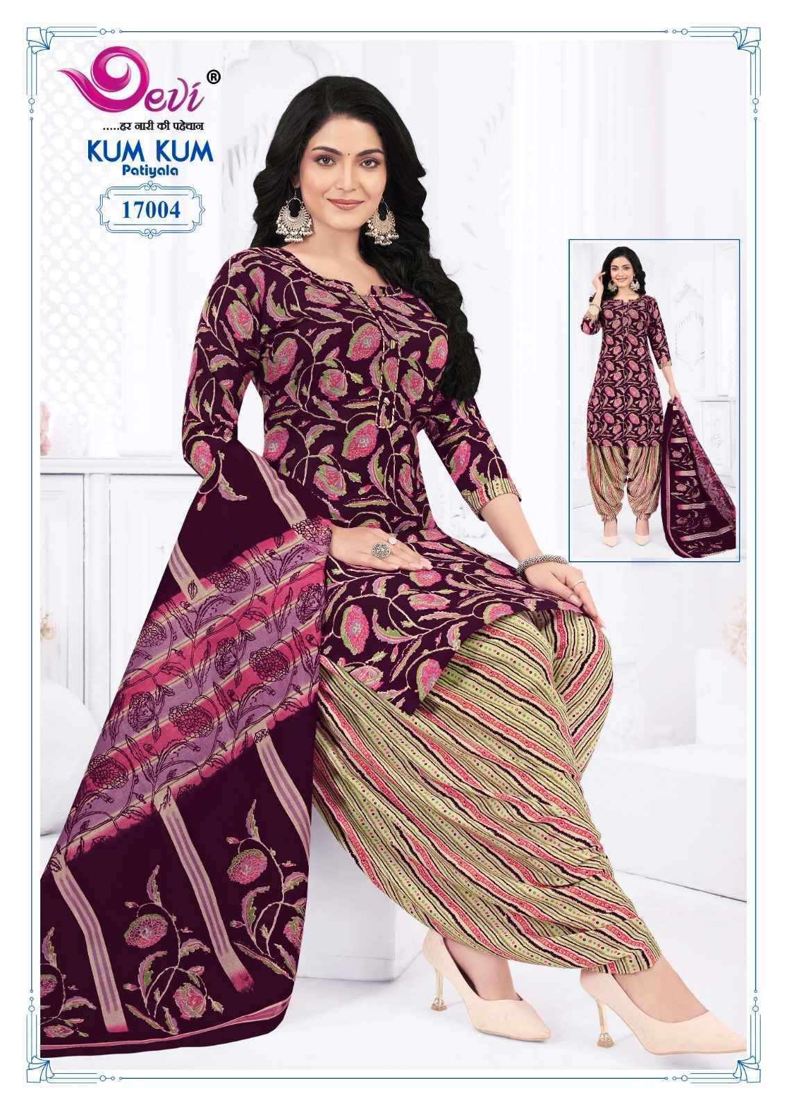 Devi Kum Kum Patiyala Vol-17 Readymade Indo Cotton Dress (12 pcs Catalogue)