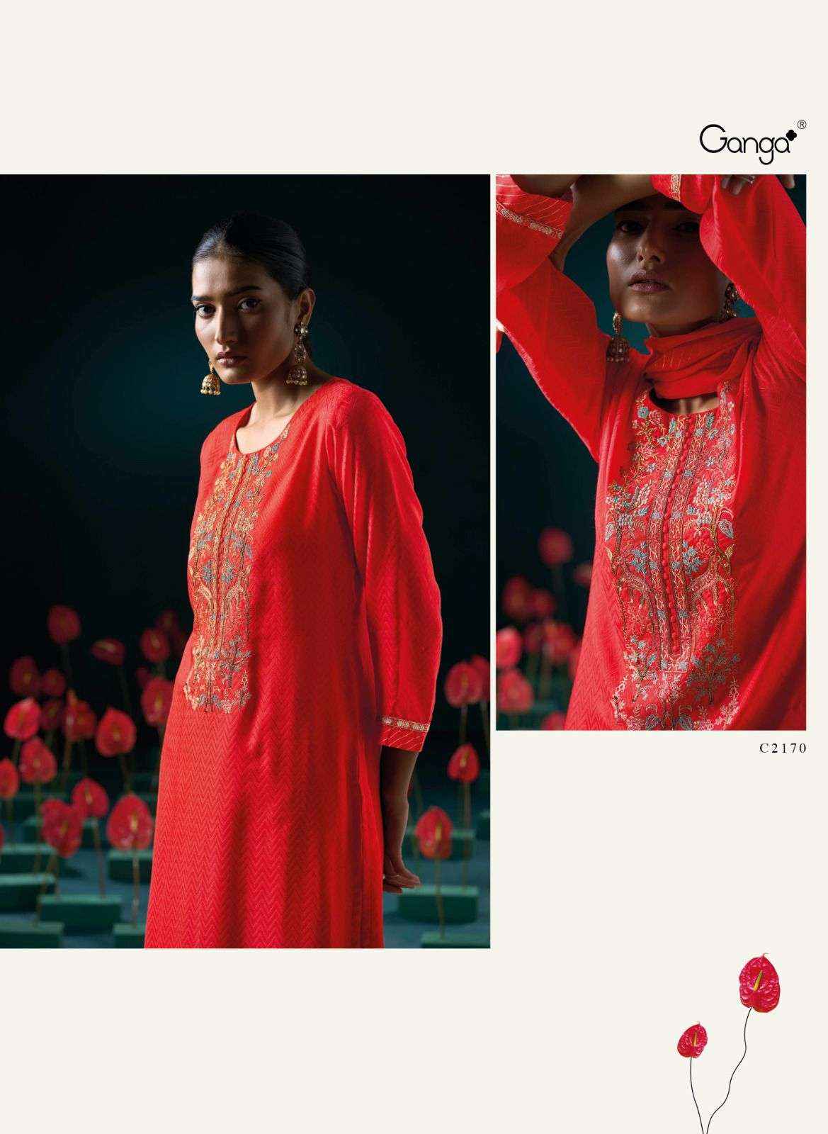 Ganga Ferisha Premium Pure Bemberg Silk Dress Material (6 Pc Catalog)