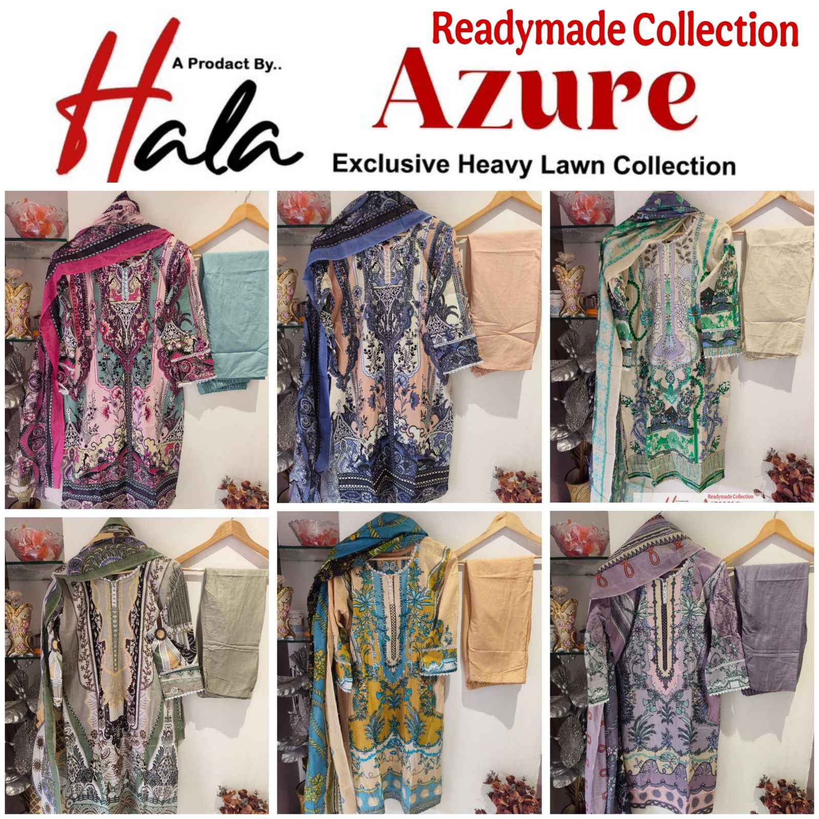 Hala Azure Vol-1 Lawn Cotton Readymade Suit (6 pcs Catalogue)