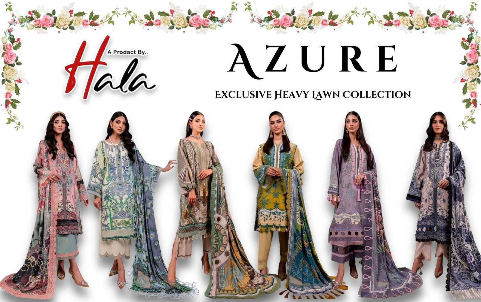 Hala Azure Vol-1 Lawn Cotton Readymade Suit (6 pcs Catalogue)