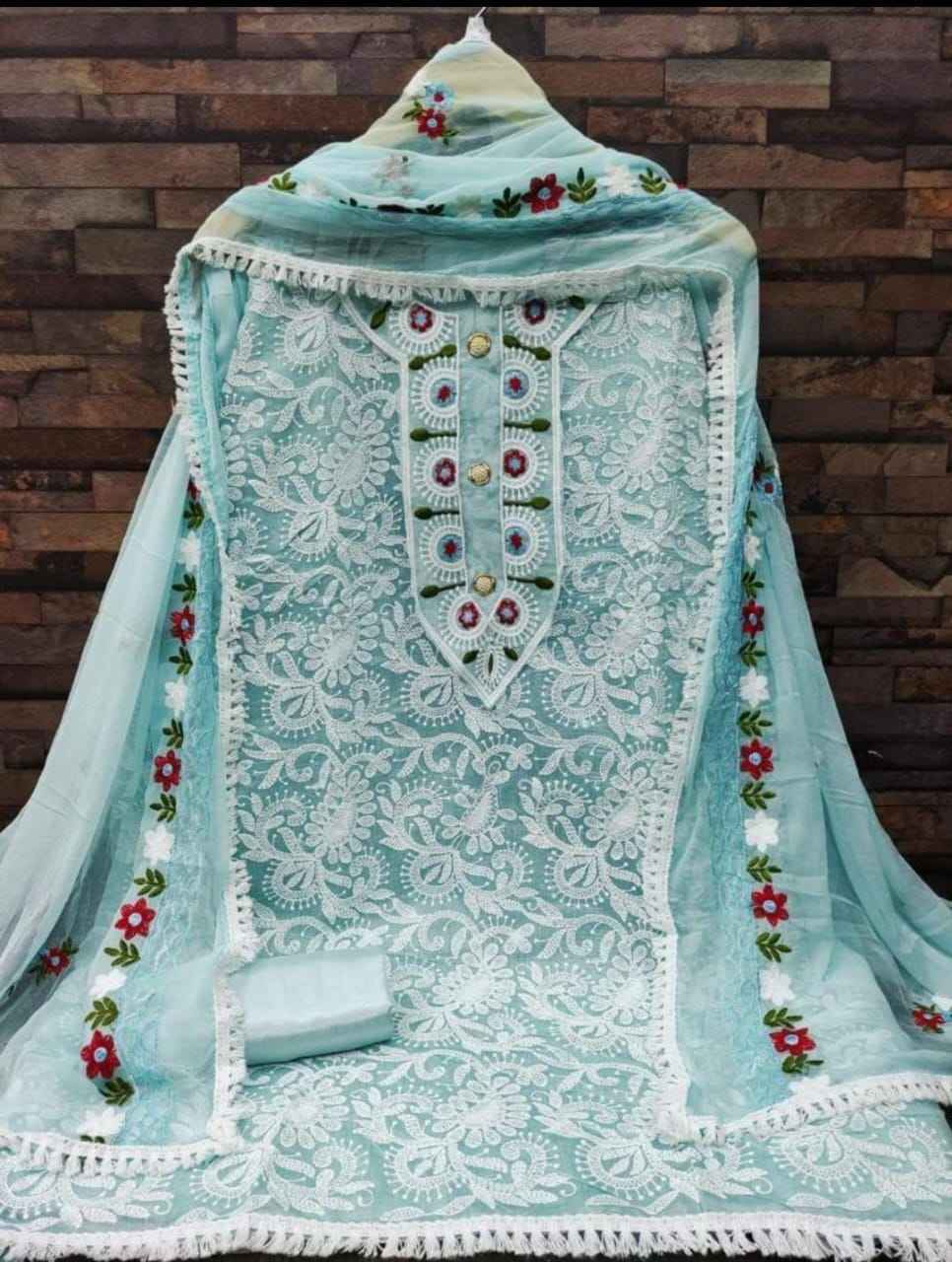 Heavy Chanderi Non Catalog Dress Material (4 pcs Catalogue)
