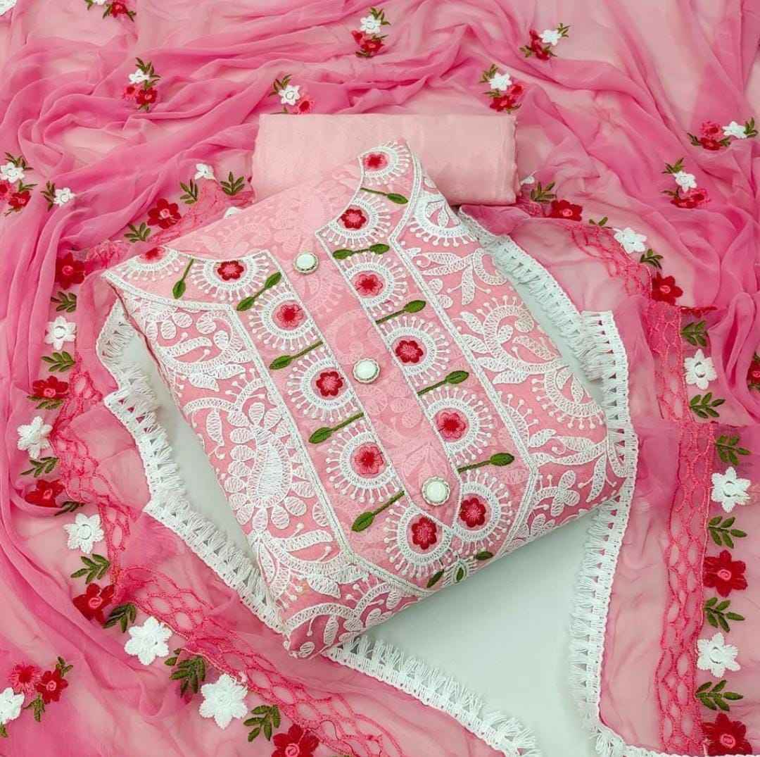 Heavy Chanderi Non Catalog Dress Material (4 pcs Catalogue)