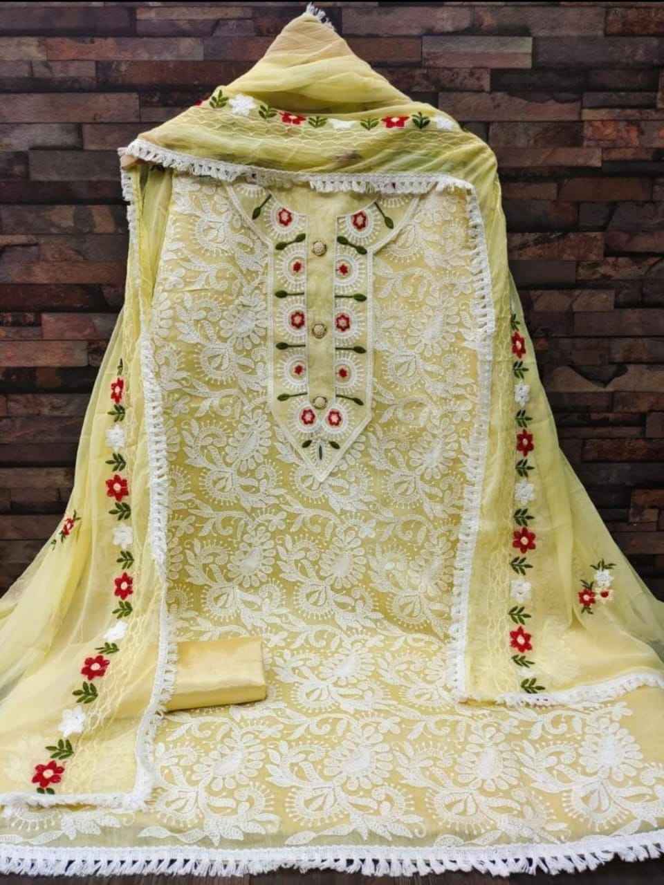 Heavy Chanderi Non Catalog Dress Material (4 pcs Catalogue)
