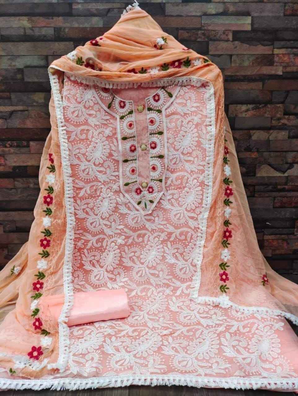 Heavy Chanderi Non Catalog Dress Material (4 pcs Catalogue)