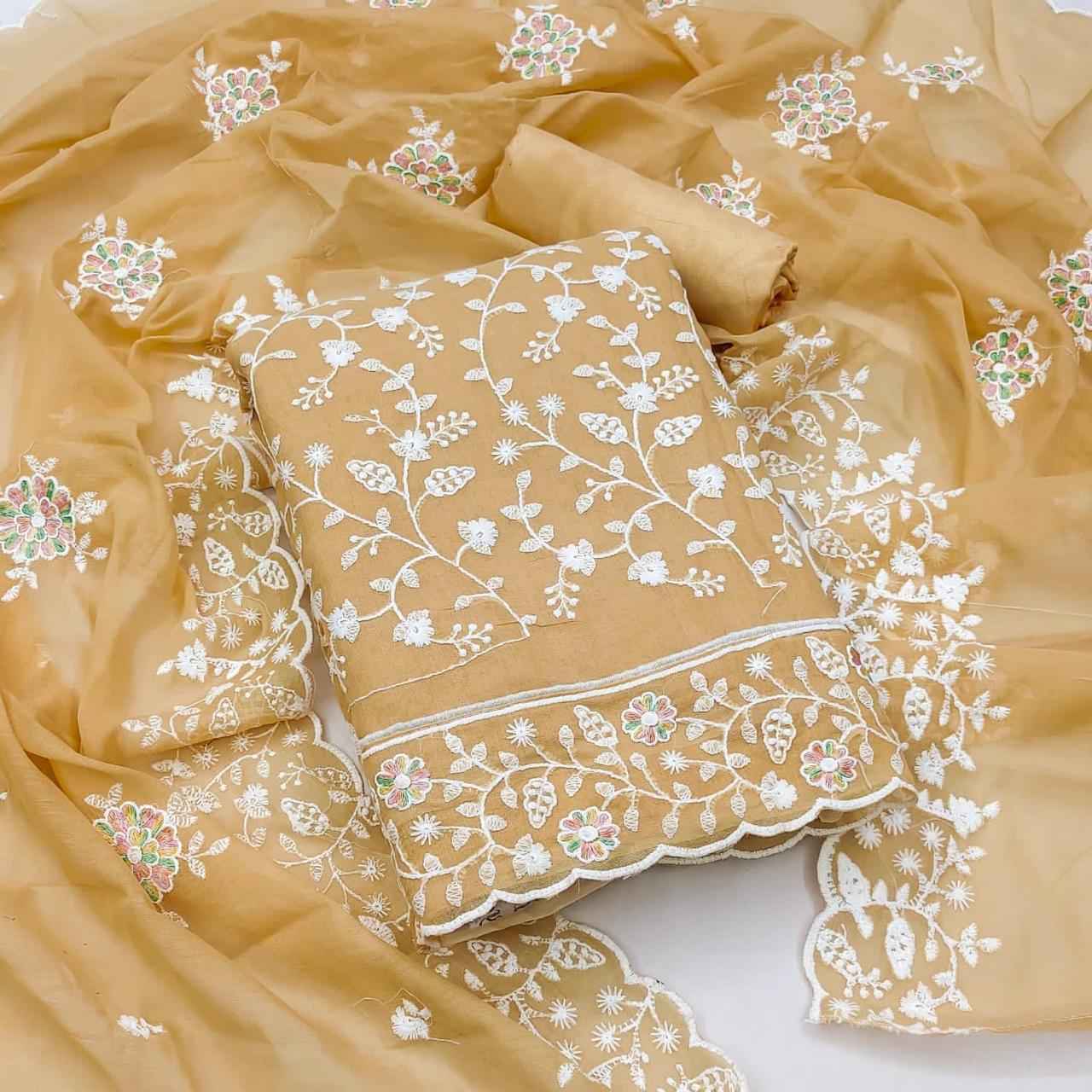 Heavy Chanderi Non Catalogue Dress Material (4 pcs Catalogue)