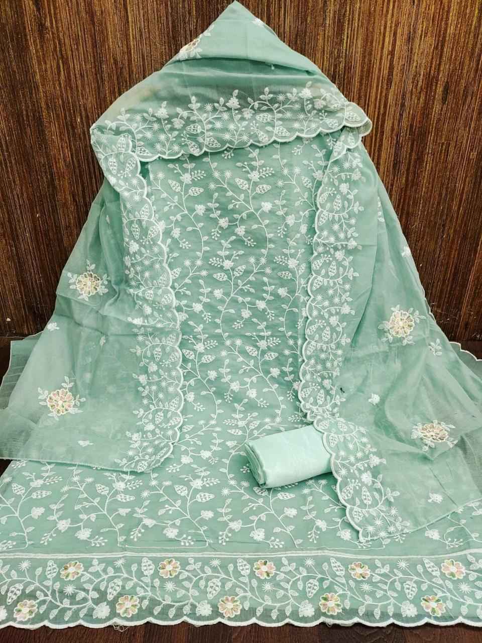 Heavy Chanderi Non Catalogue Dress Material (4 pcs Catalogue)