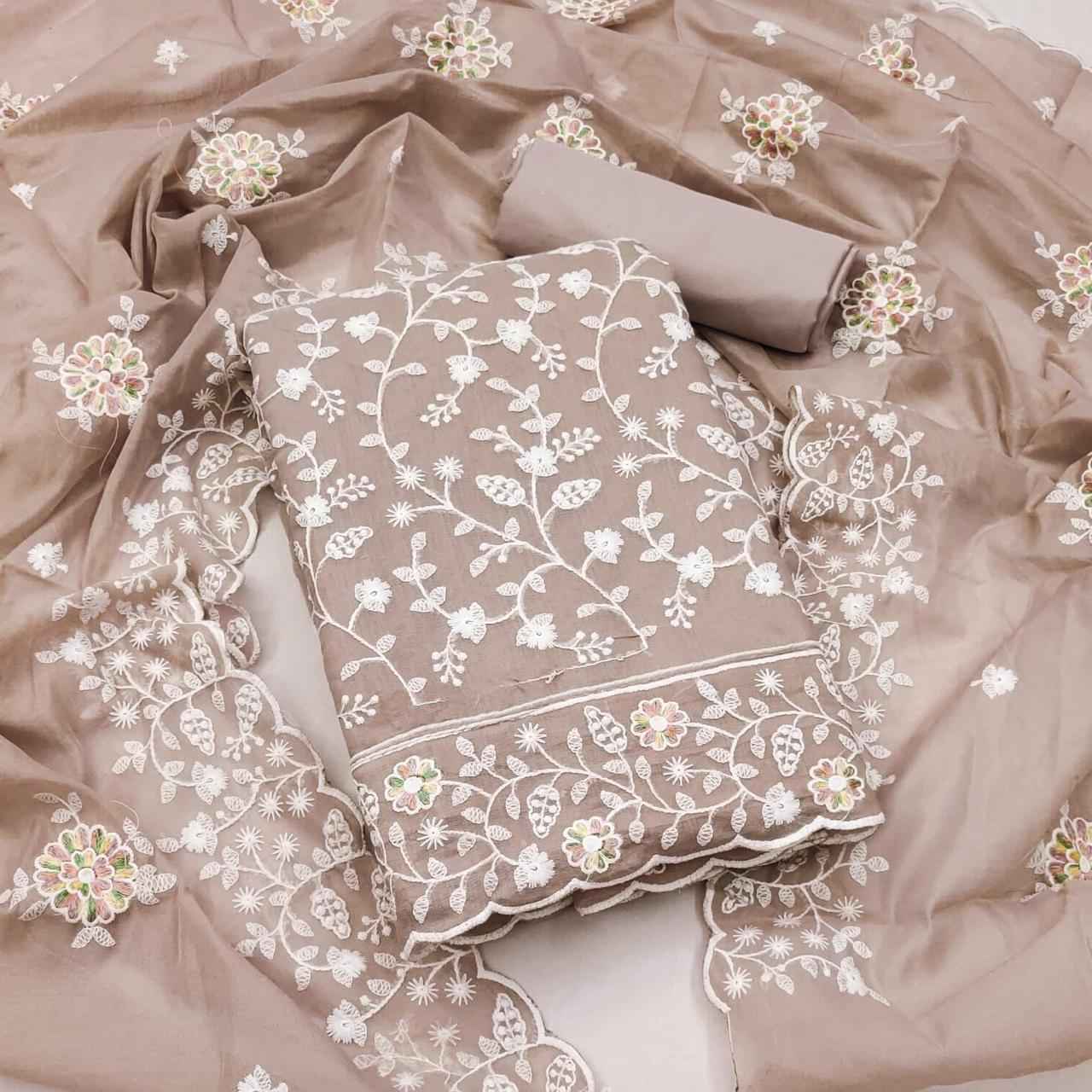 Heavy Chanderi Non Catalogue Dress Material (4 pcs Catalogue)