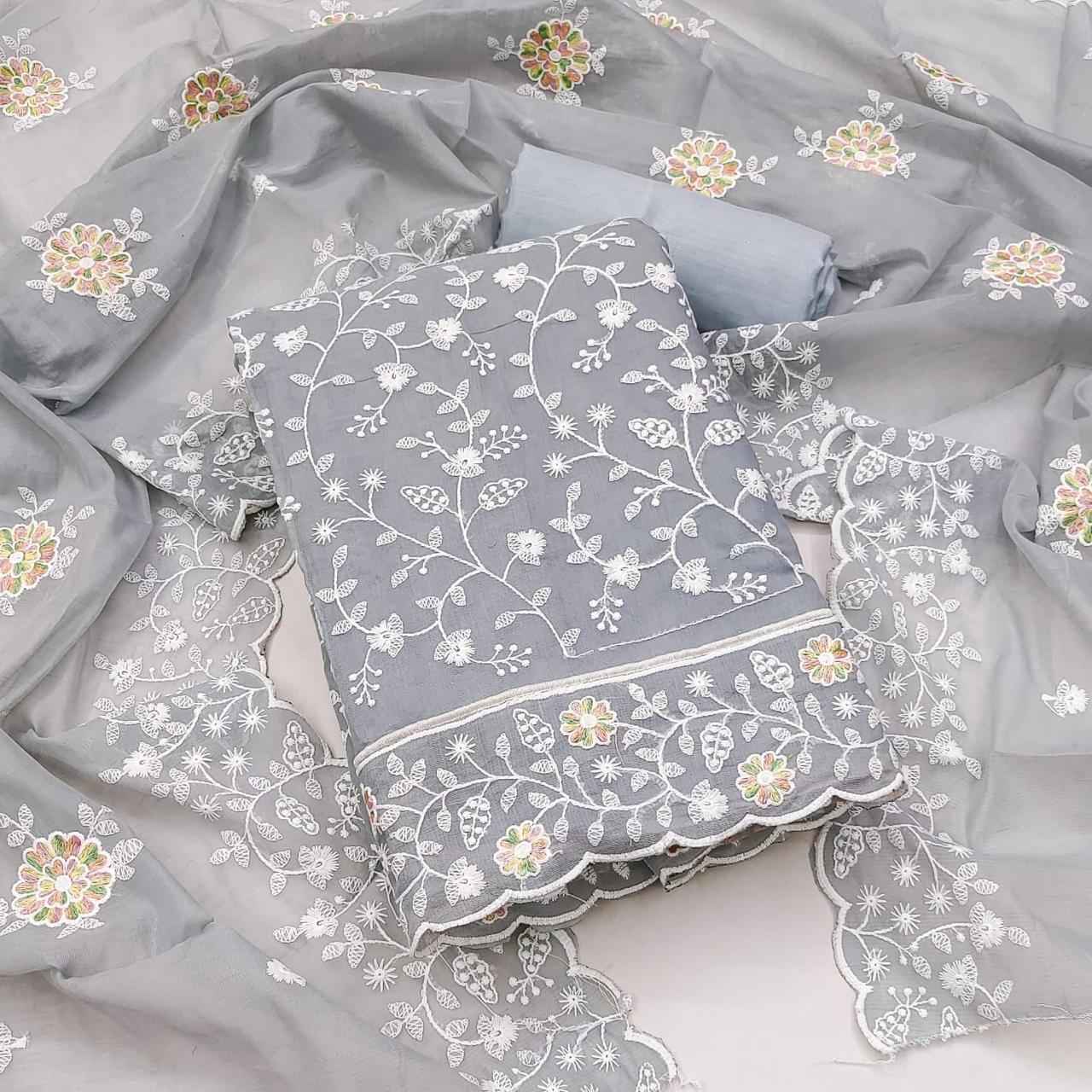 Heavy Chanderi Non Catalogue Dress Material (4 pcs Catalogue)