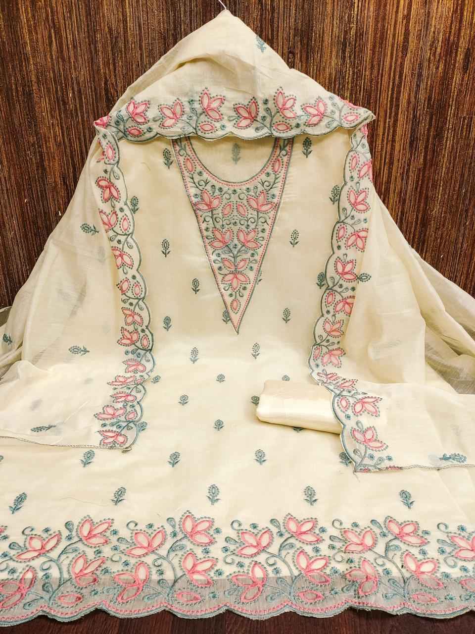 Heavy Chanderi Non Catalogue Dress Material (5 pcs Catalogue)