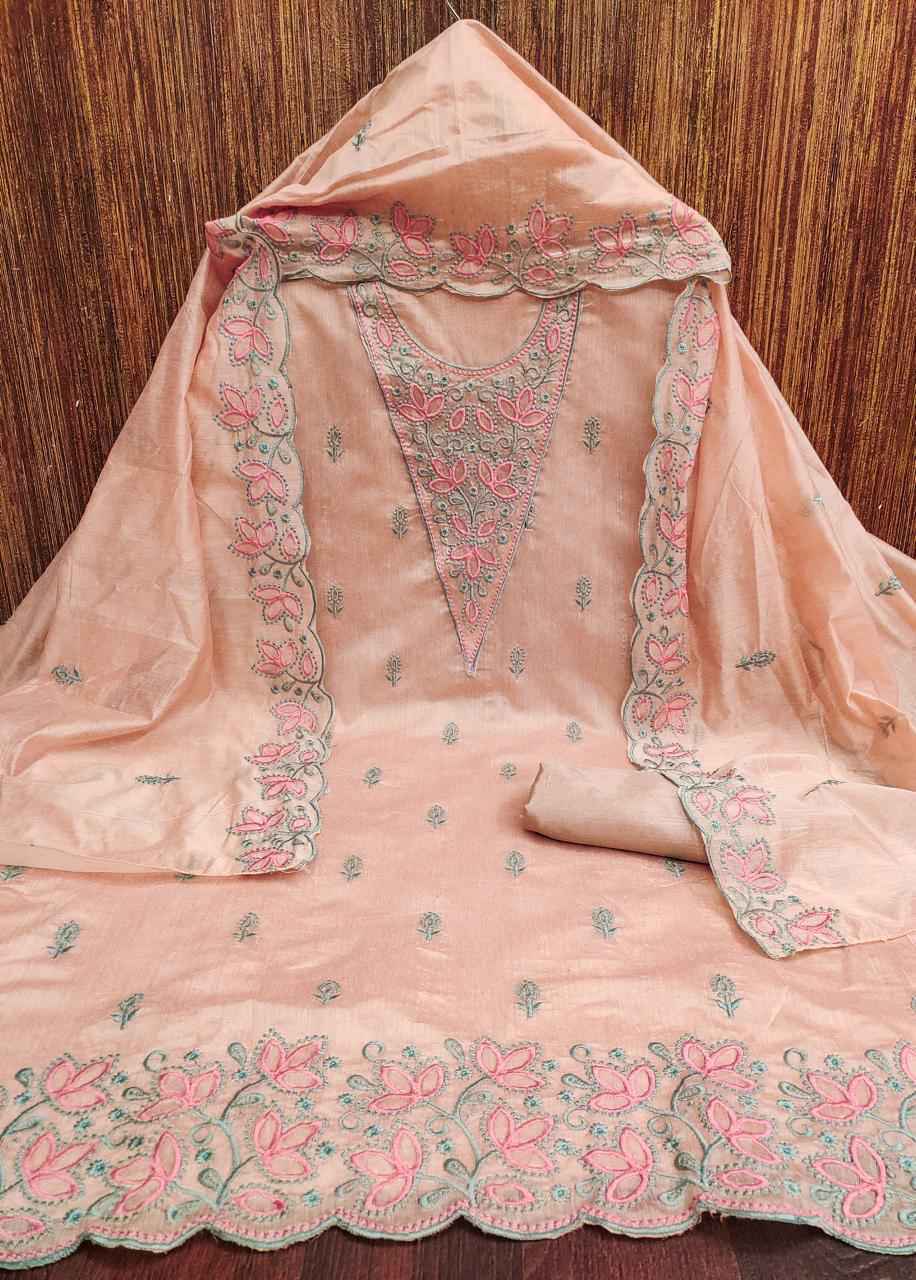  Heavy Chanderi Non Catalogue Dress Material (5 pcs Catalogue)