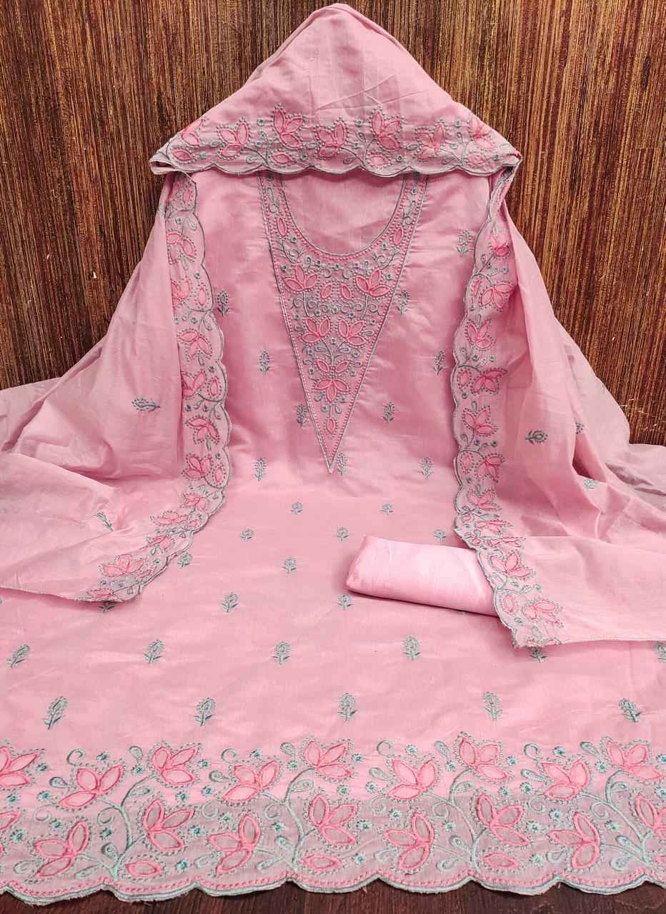  Heavy Chanderi Non Catalogue Dress Material (5 pcs Catalogue)
