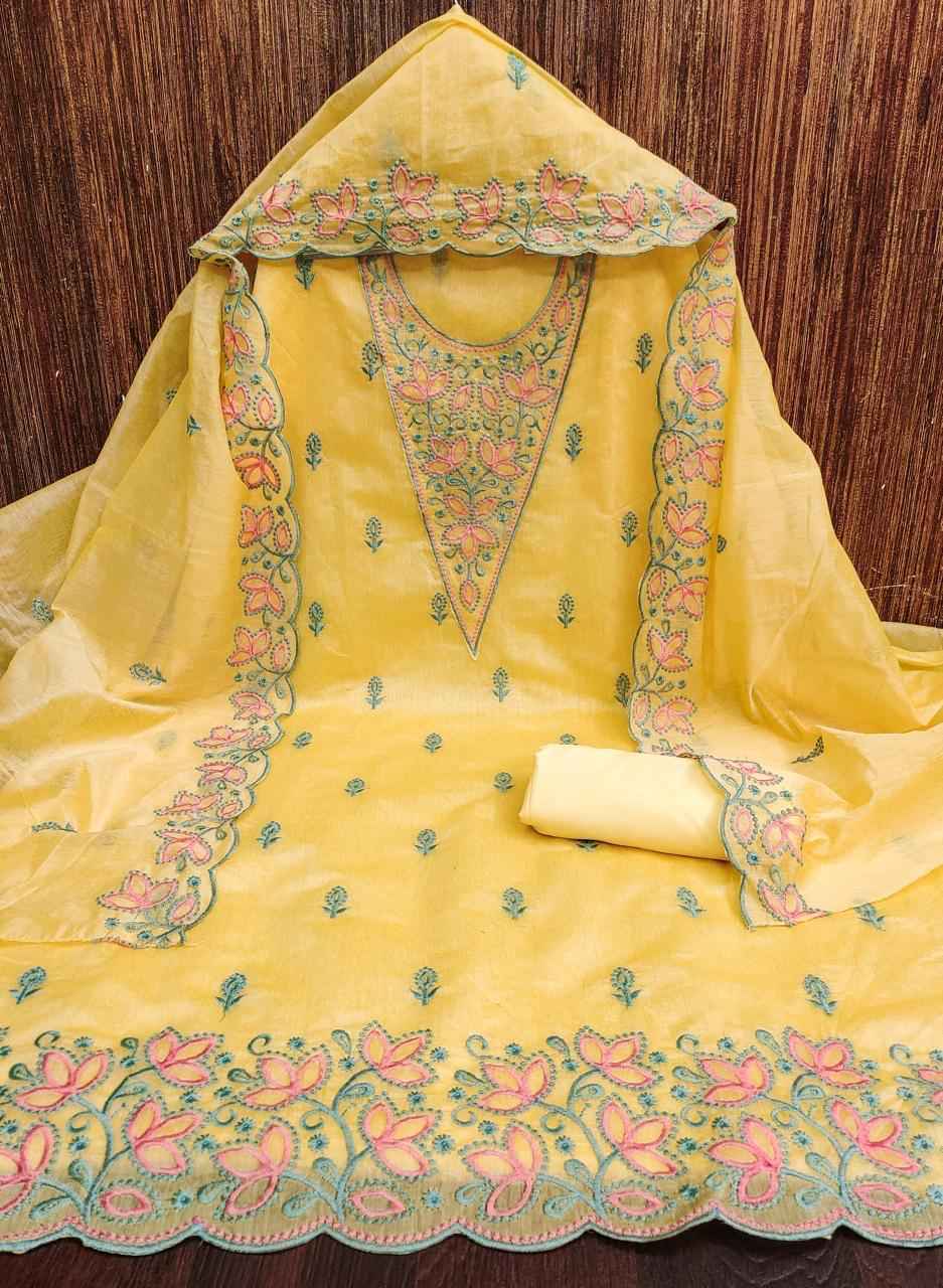  Heavy Chanderi Non Catalogue Dress Material (5 pcs Catalogue)