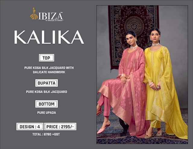 Ibiza Kalika Silk Jacquard Dress Material (4 pcs Catalogue)