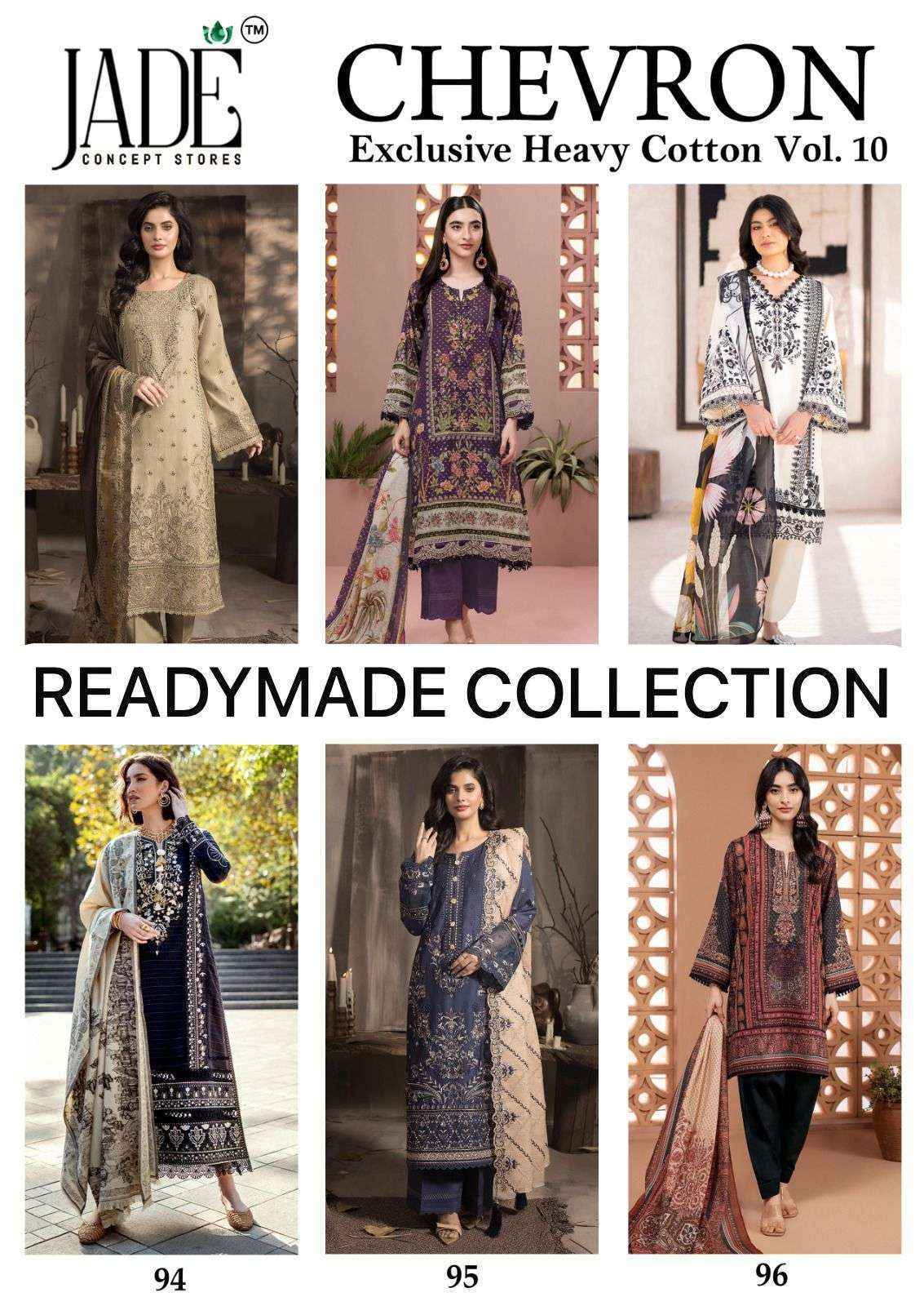Jade Chevron Exclusive Heavy Cotton Vol-10 Readymade Lawn Cotton Dress (6 pcs Catalogue)