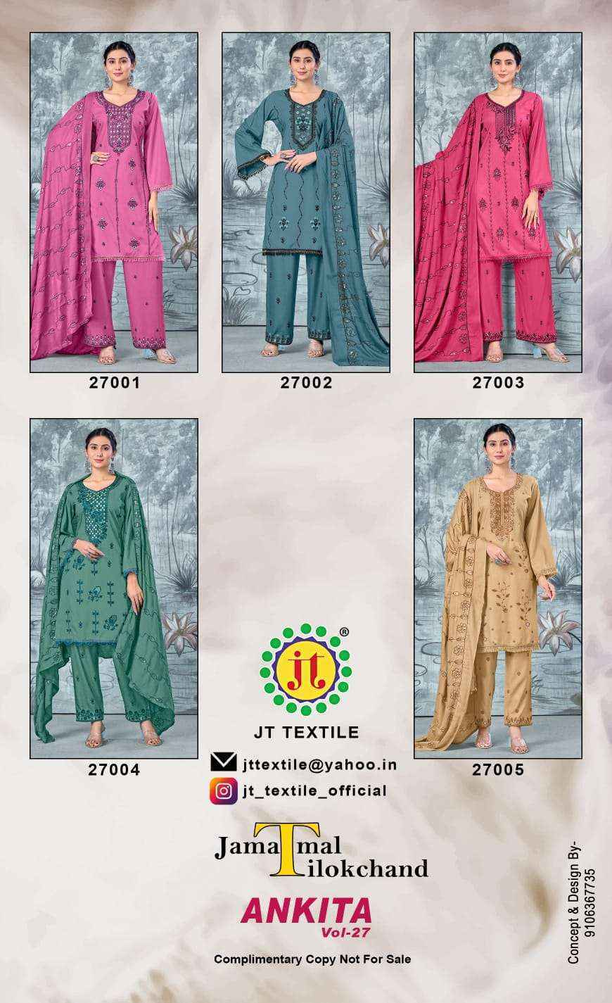 Jt Ankita Vol-27 Rayon Dress Material (5 pcs Catalogue)